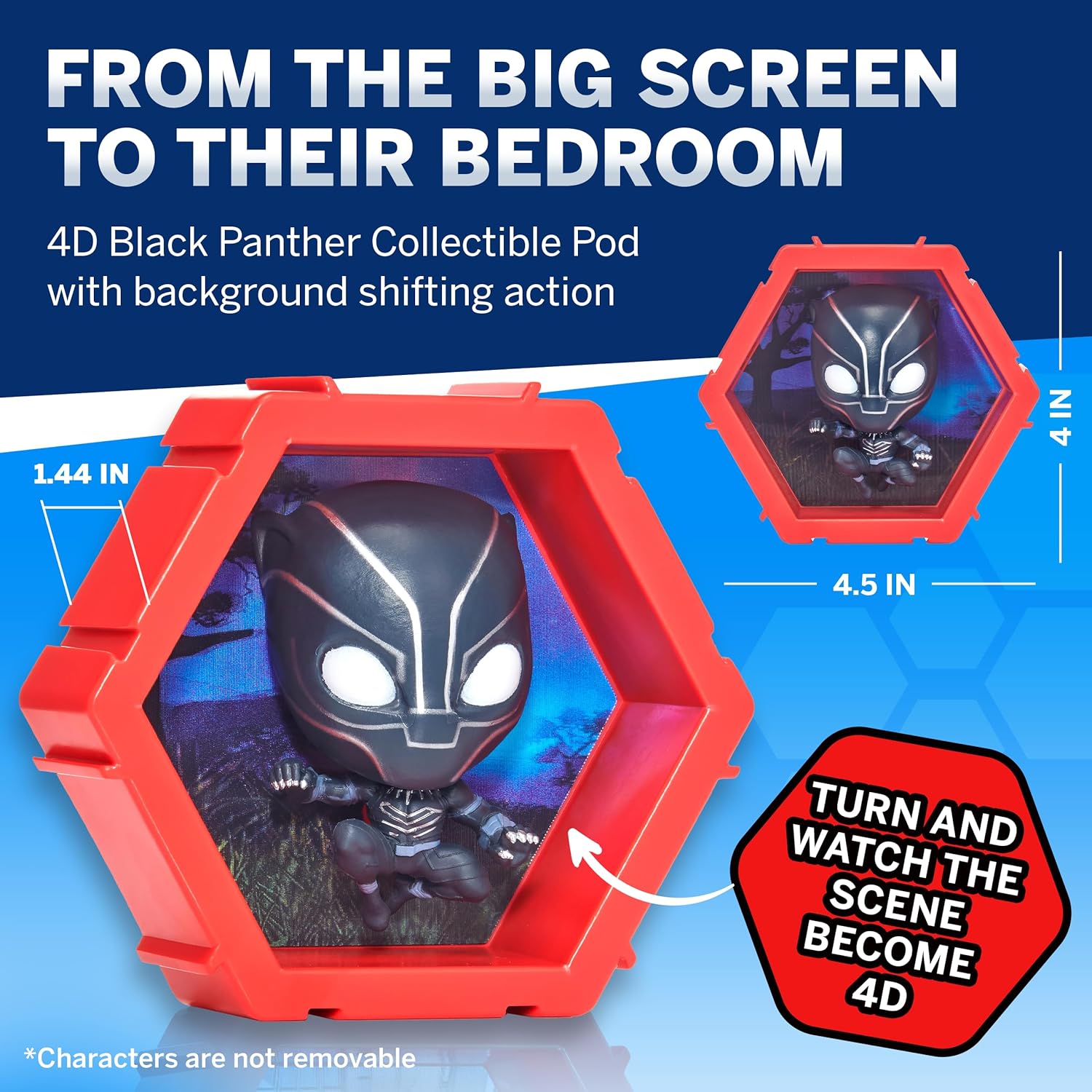 WOW! PODS 4D Marvel Black Panther - Connectable Collectible Bobblehead with 4D Light-Up Display 2