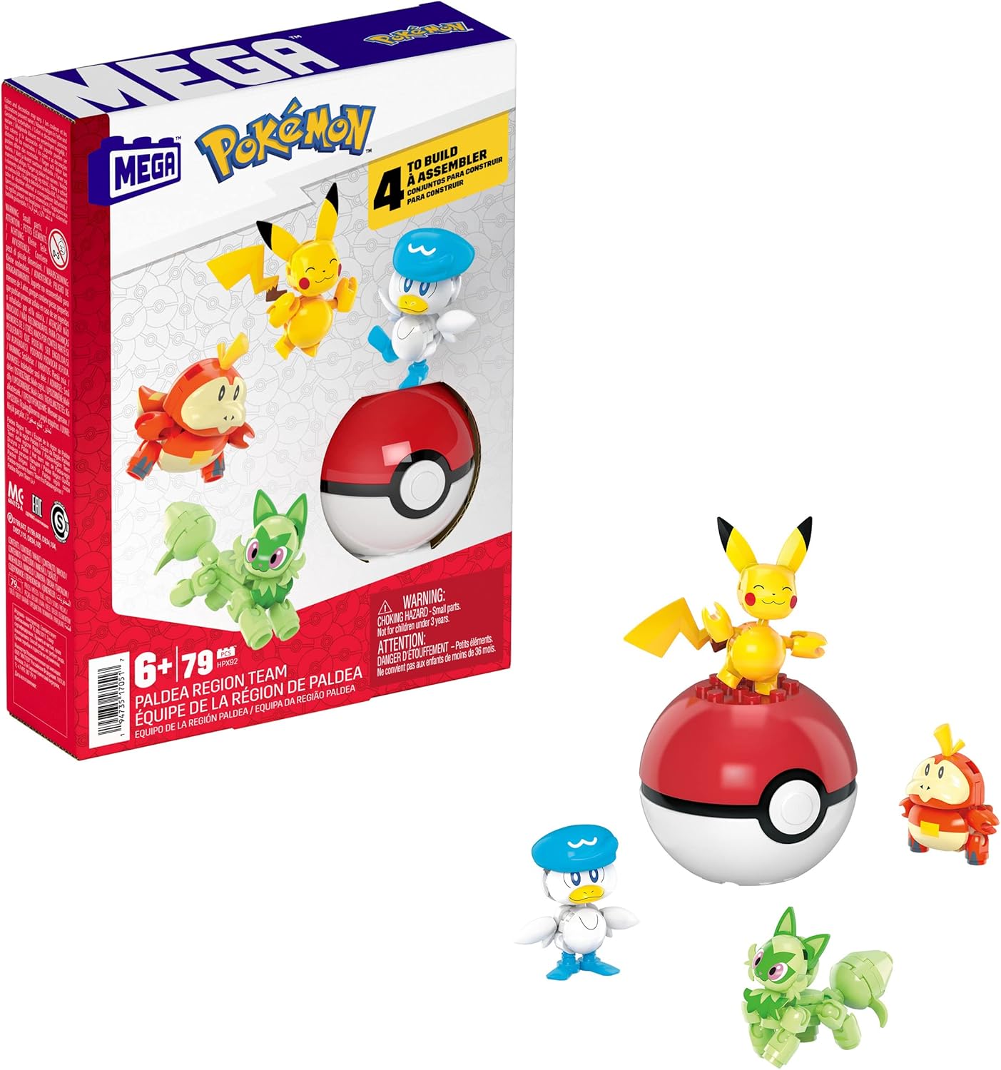 MEGA Pokémon Action Figure Building Set - 79-Piece Playset with Pikachu & Paldea Partners 1