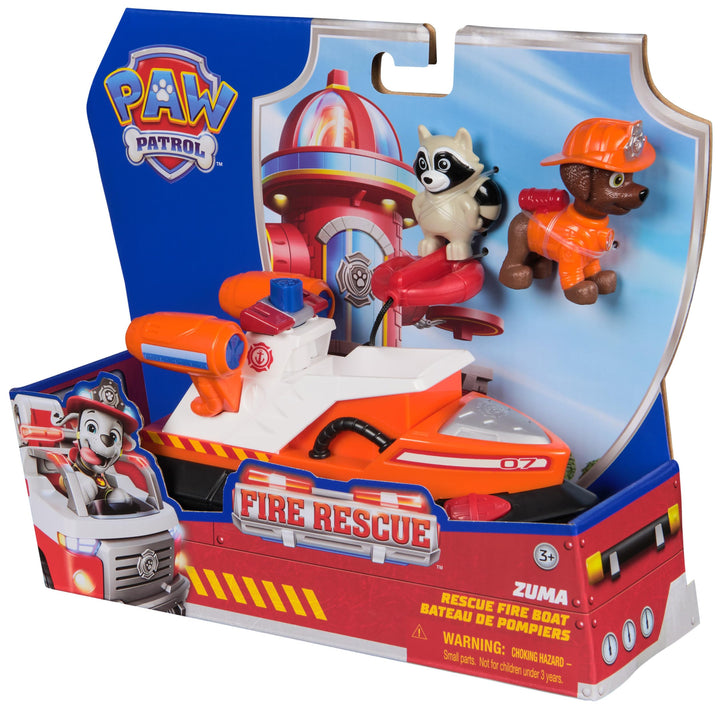 Paw Patrol Zuma Rescue Fire Boat with Action Figure & Launching Lifesaver - Kids Toy Playset for Ages 3 and Up