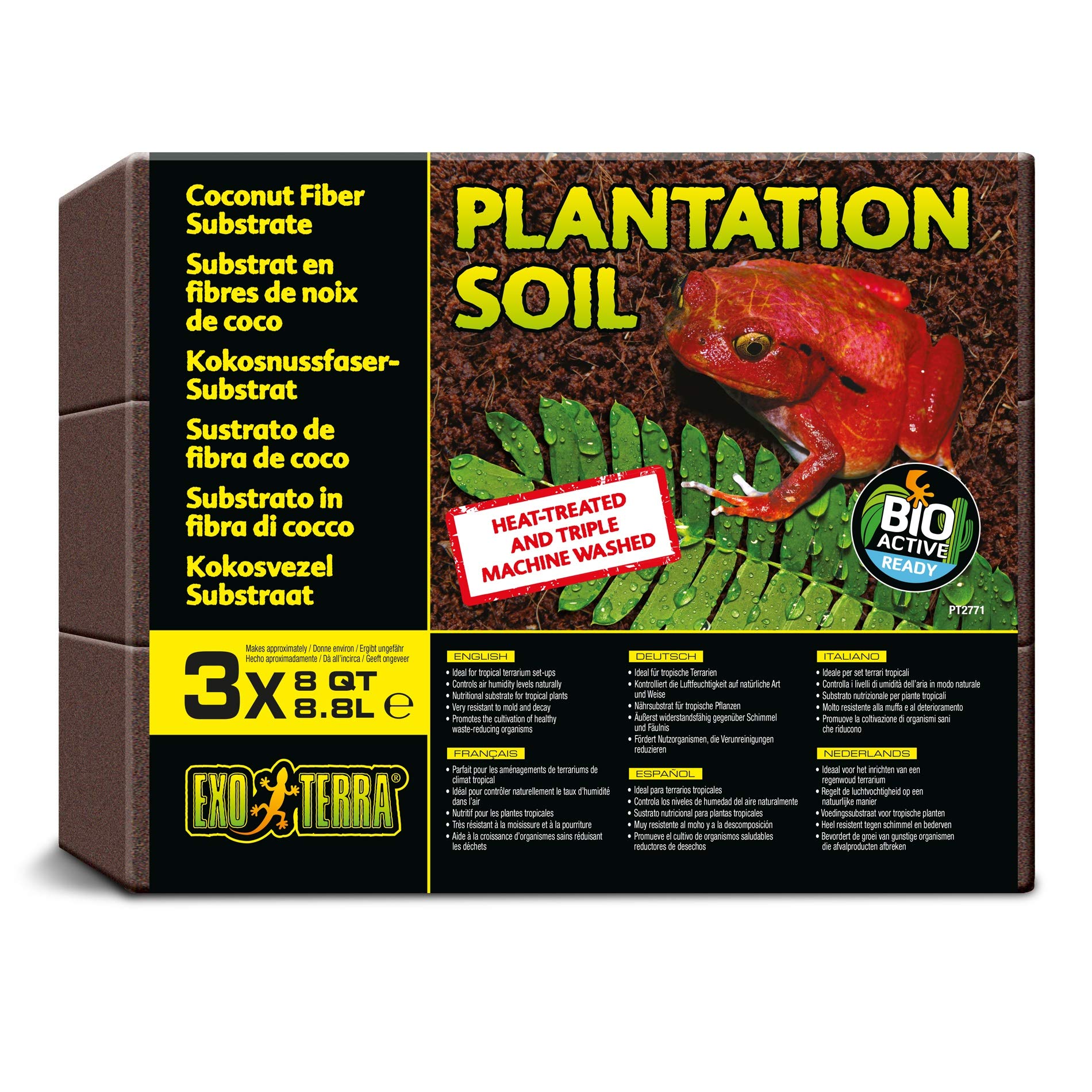 Exo Terra Plantation Soil Substrate - 100% Natural Coir for Tropical Terrariums | 3 x 8.8 Litre 1