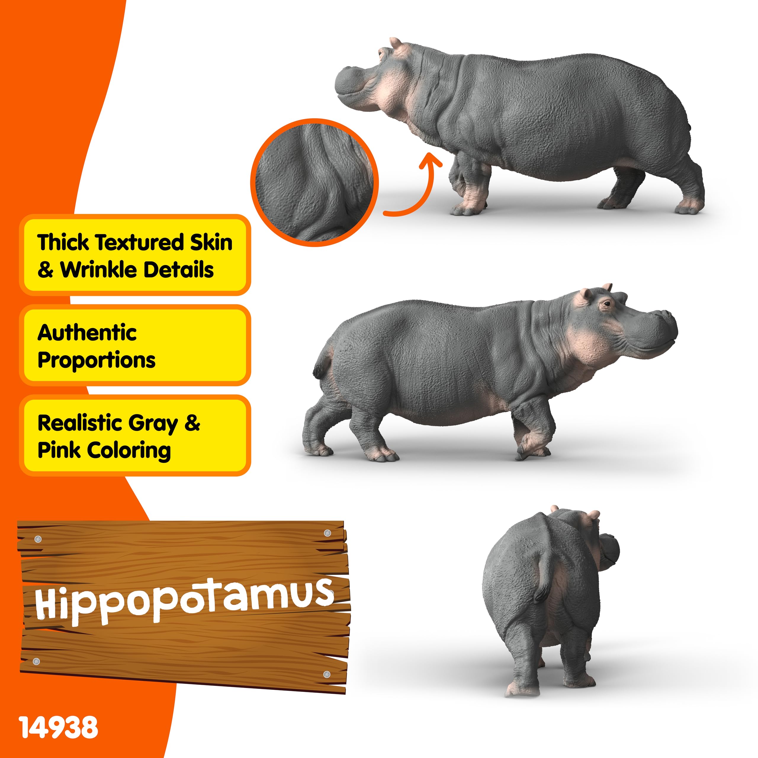 Schleich WILD LIFE Hippopotamus Miniature Figure 14938 | Ages 3+ | Grey Plastic 2