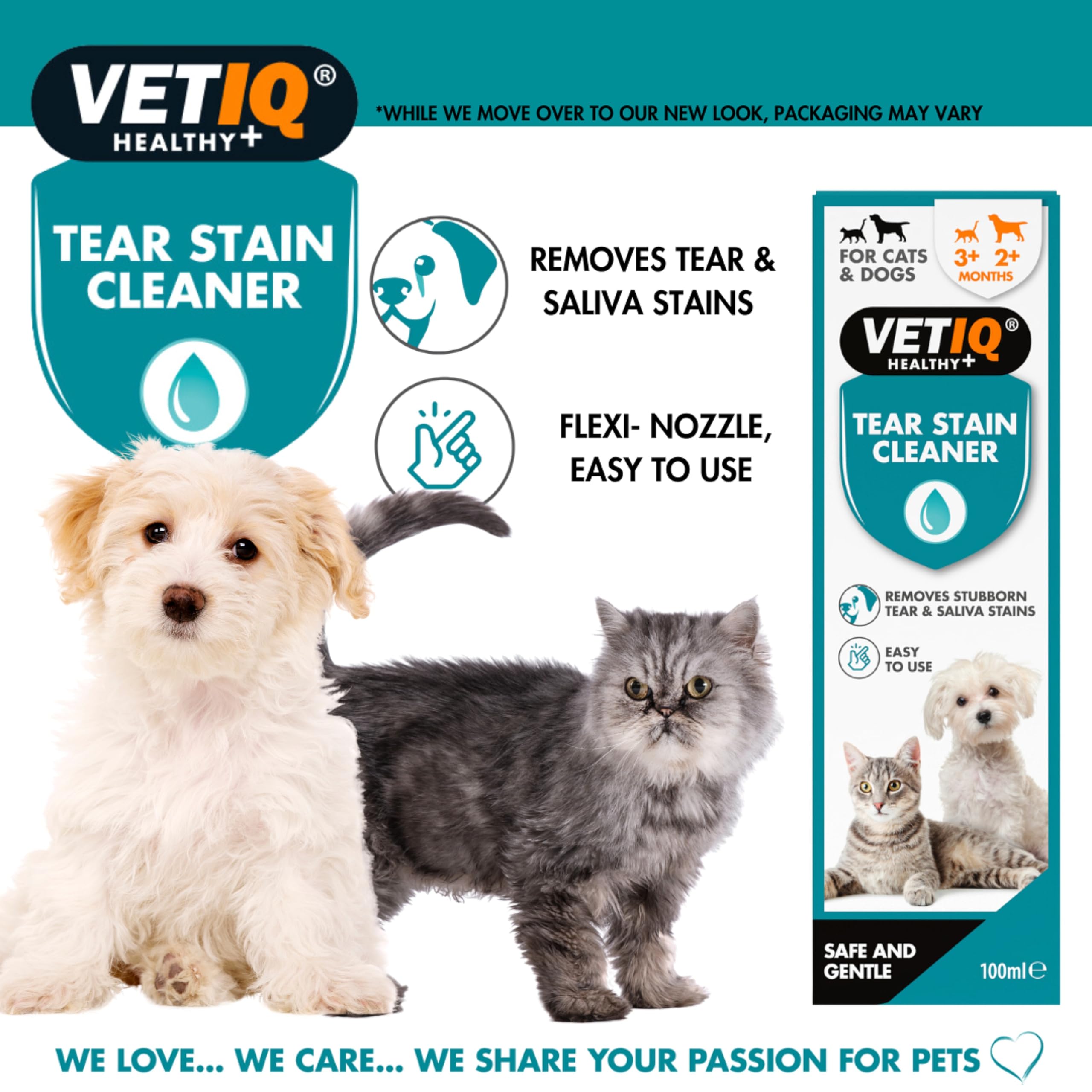 VETIQ Tear Stain Remover for Cats 3+ Months & Dogs 2+ Months - Gentle, Non-Allergenic Formula | 100ml 3