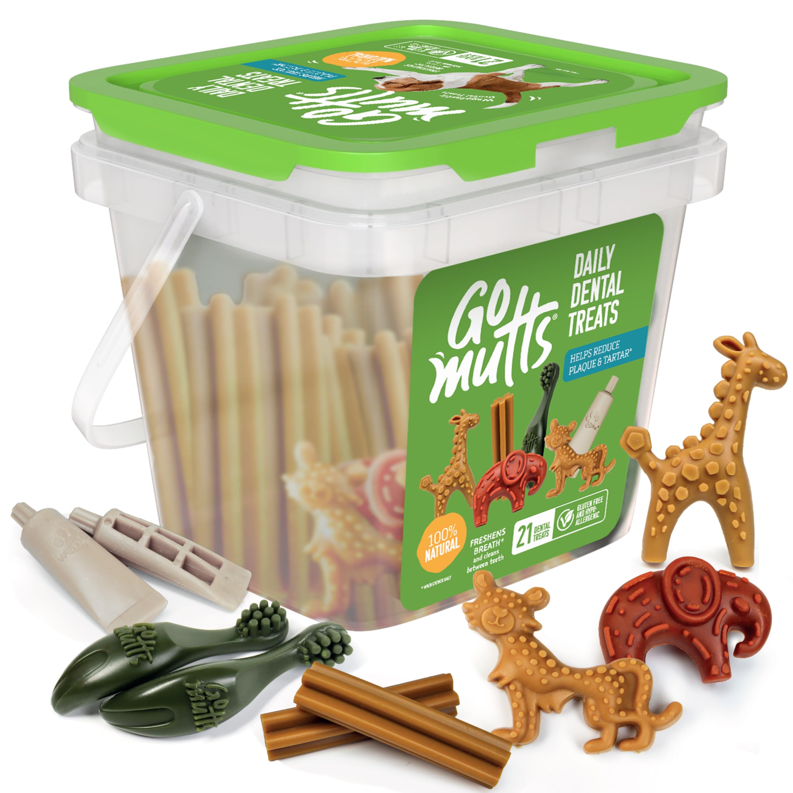 Go Mutts Natural Grain Free Dental Sticks for Medium Breeds | 21 Sticks | Plant Based 1