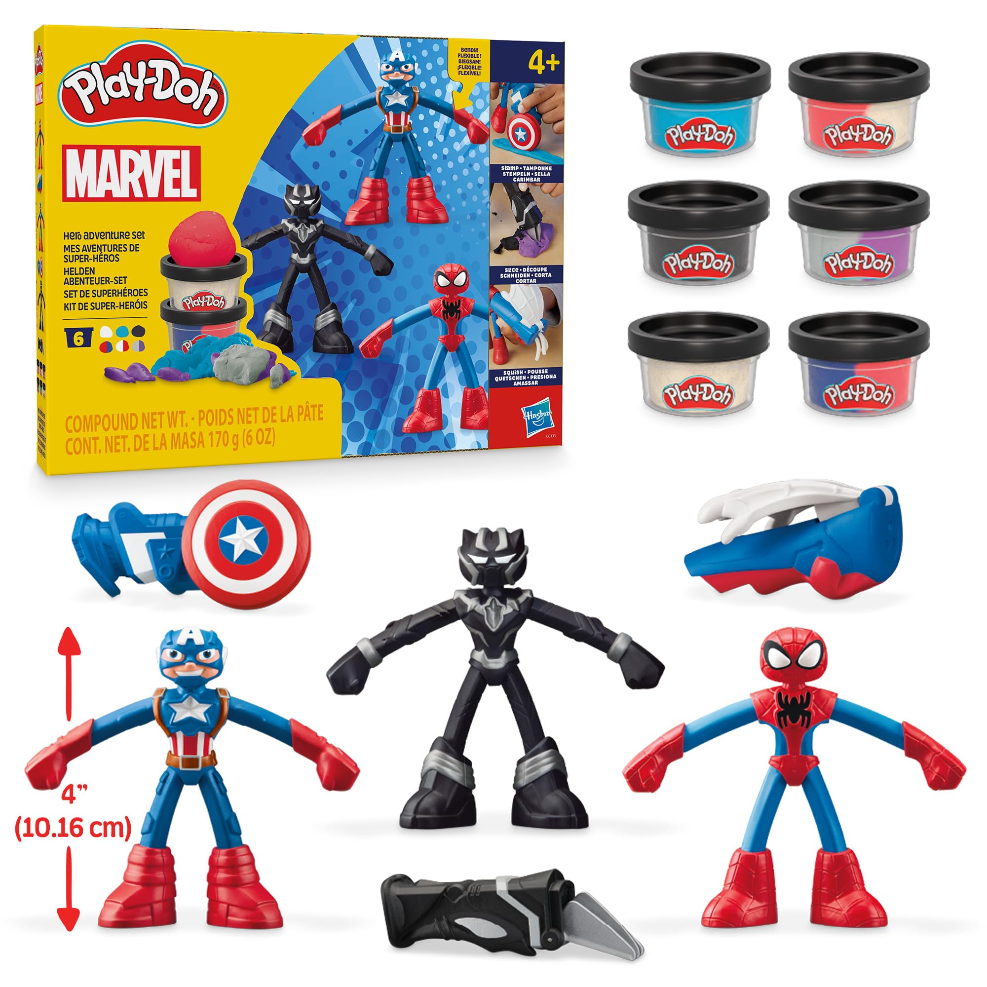 Play-Doh Marvel Hero Adventure Playset with 3 Figures & 6 Compound Cans | Ages 4+