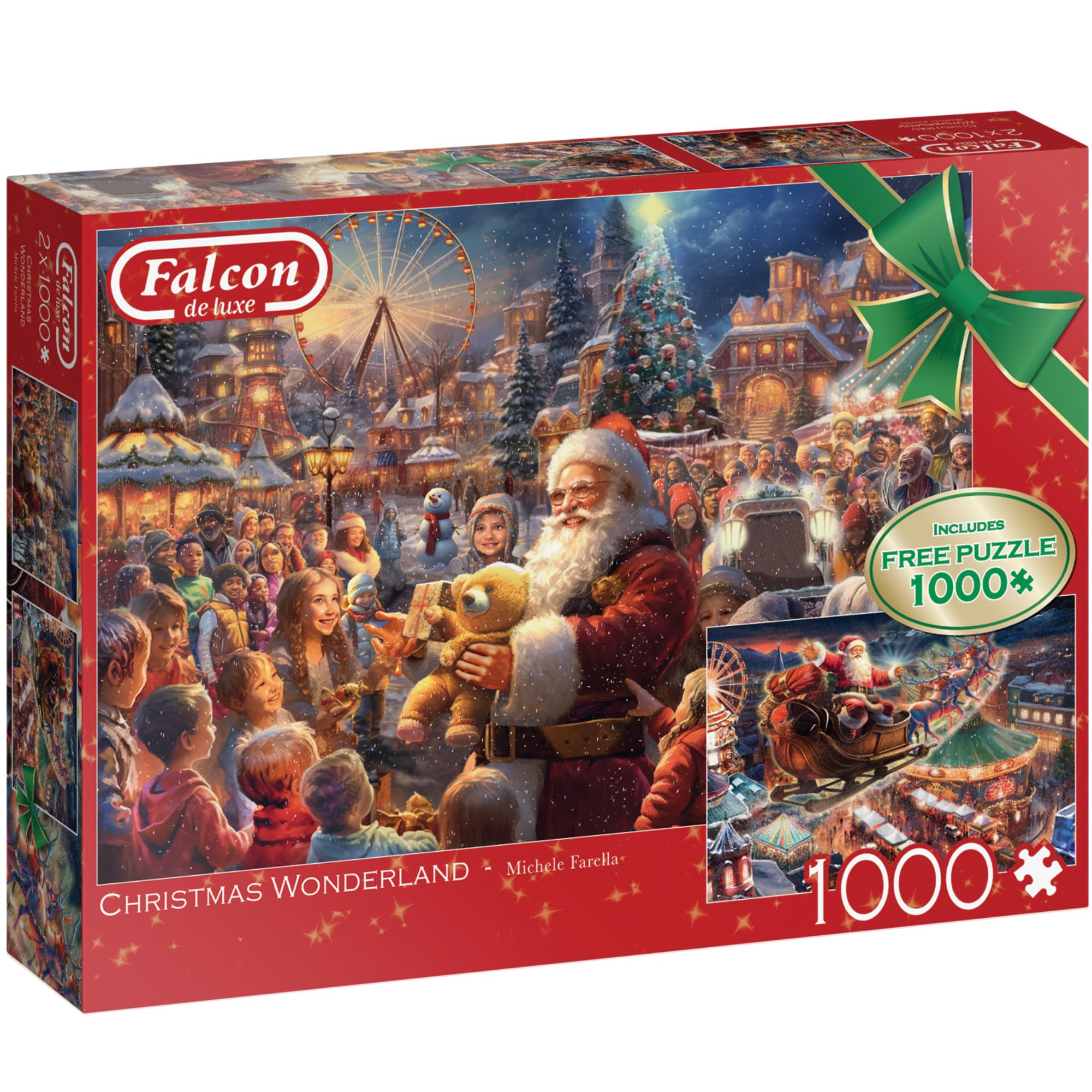 Falcon Christmas Wonderland - 2 x 1000 Piece Jigsaw Puzzle for Adults - Illustrated by Michele Farella