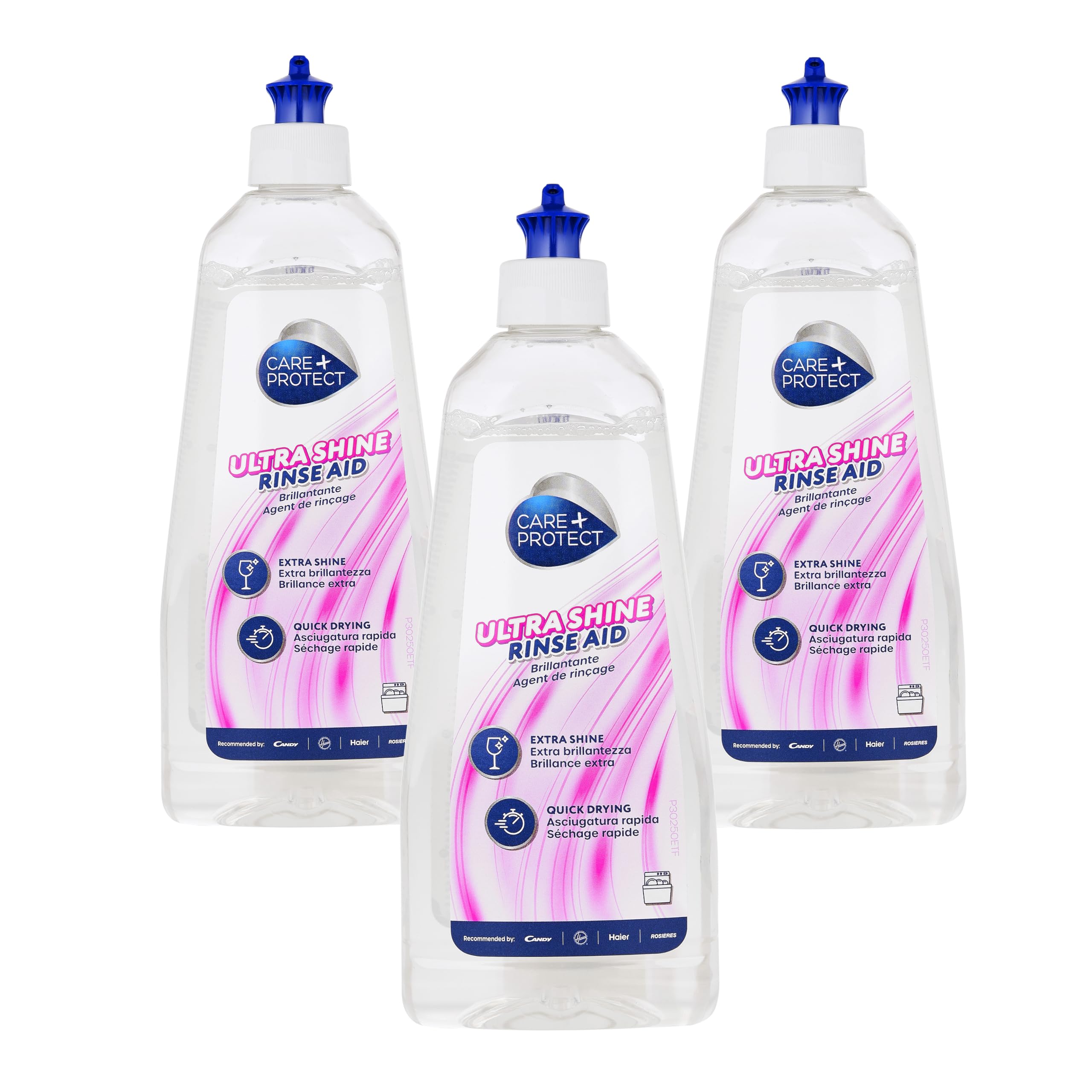 CARE + PROTECT ECO+ Rinse Aid for All Dishwashers - Unscented Liquid, 580 ml (Pack of 3)