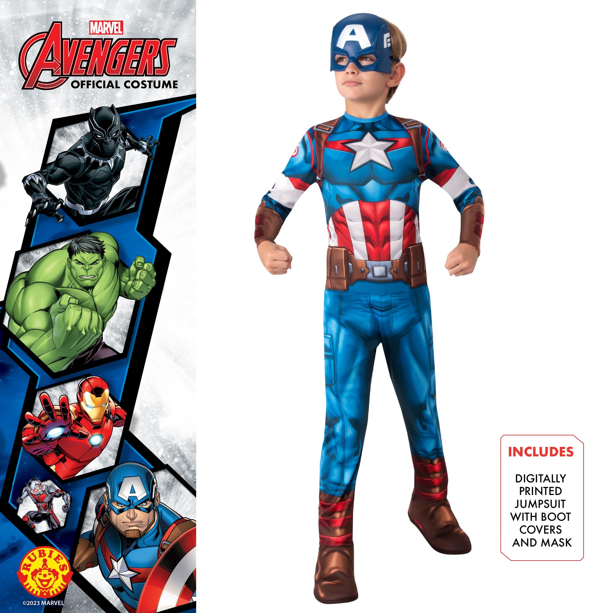 Rubies Captain America Kids Fancy Dress Costume - Boys Size 5-6 Years | Polyester