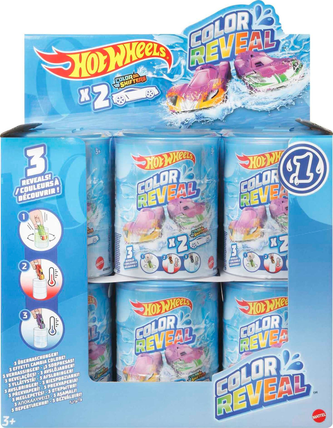 Hot Wheels 900 HBN63 EA Hotwheels Colour Reveal Confezione da 2 CDU, Multicolore