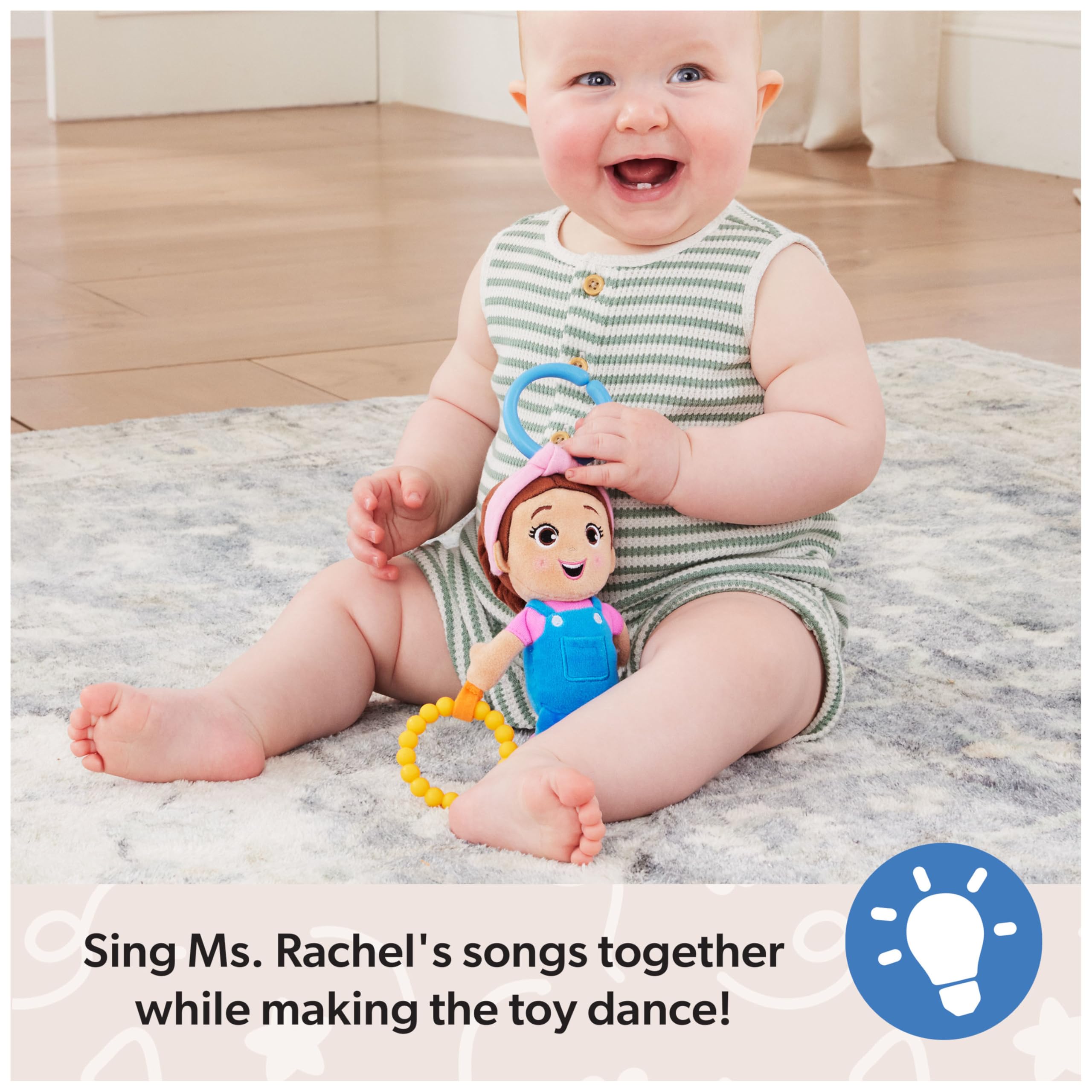 Ms. Rachel Sensory Take-Along Toy - Crinkly Teether with Rattle for 3+ Months 2