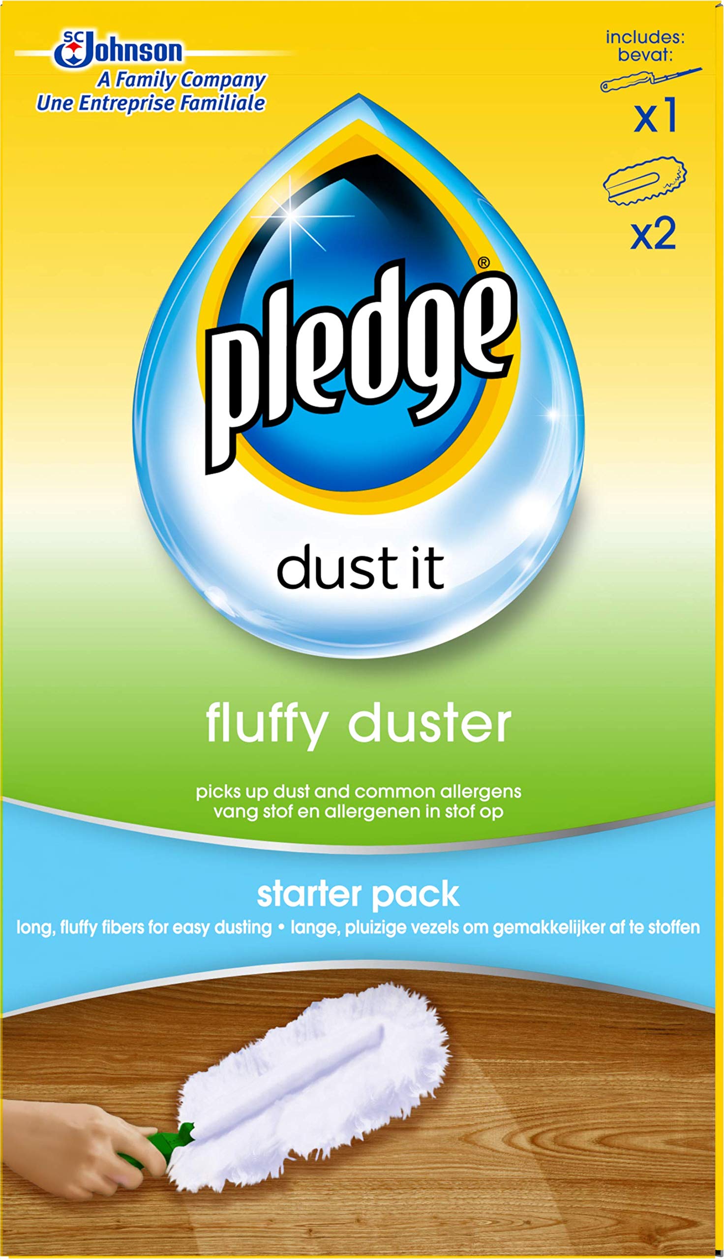 Pledge Duster Starter Kit - Picks Up Dust, Dirt, and Lint | 3 Count (Handle + 2 Refills) 2