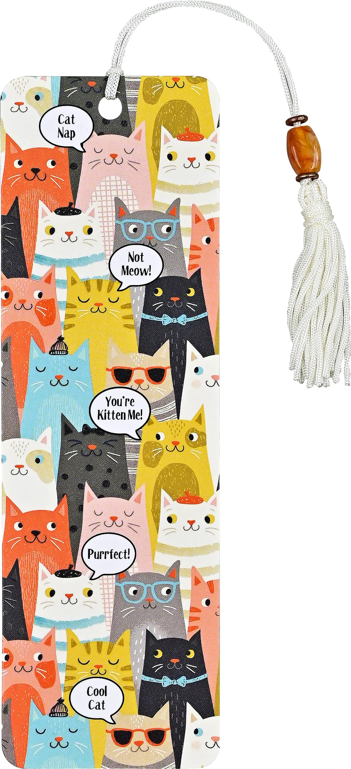 Peter Pauper Press Cats Beaded Bookmark with Tassel and Ruler | 2.5'' x 7.125'' Cardstock