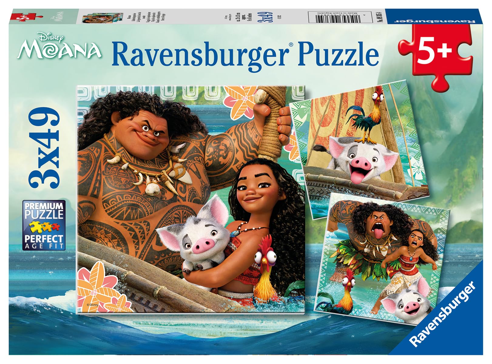 Ravensburger Disney Moana 3 x 49 Piece Jigsaw Puzzles - 17.8cm x 17.8cm 1