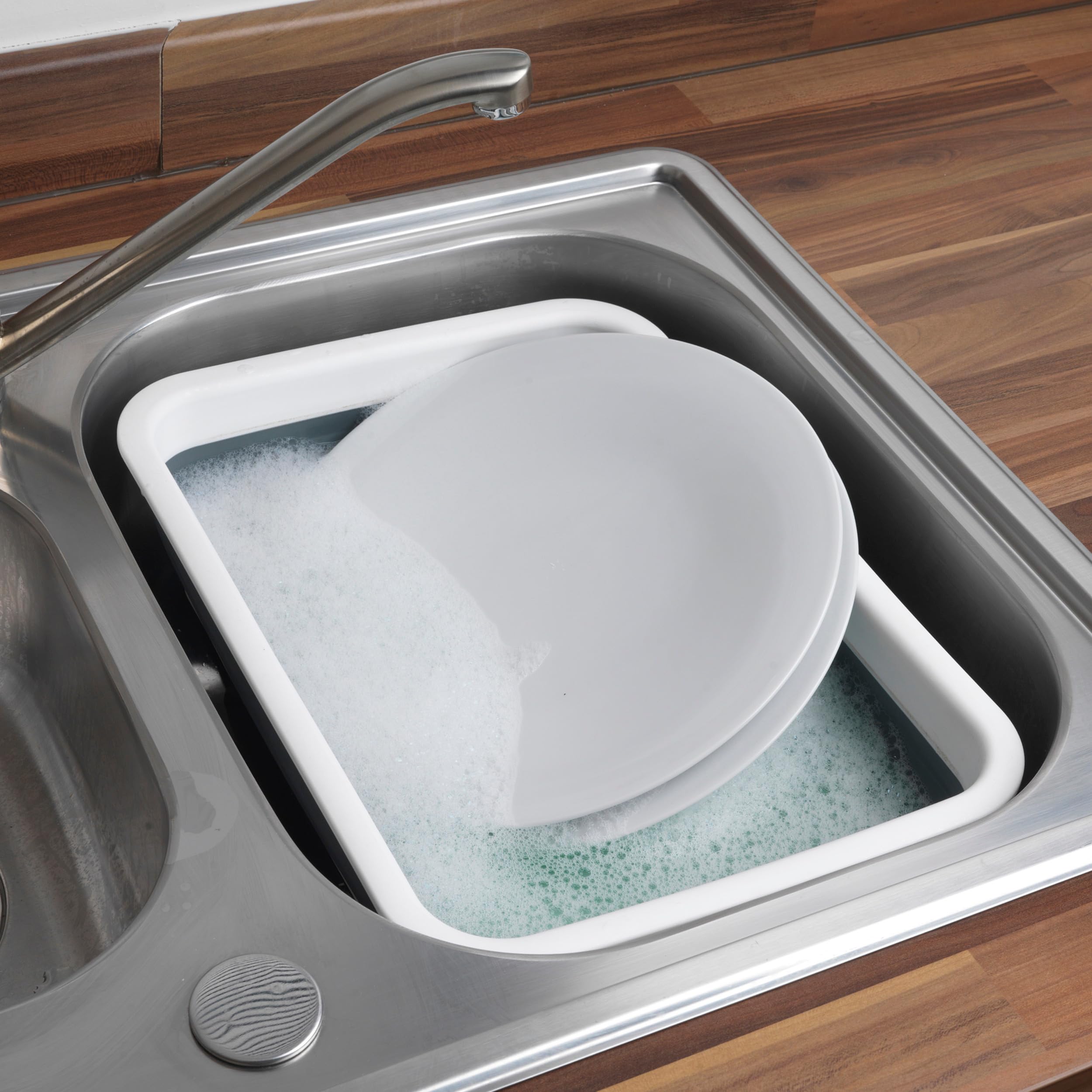Beldray Collapsible Washing Up Bowl - Foldable Dish Basin for Camping, Kitchen Sink Use | Grey Plastic 6
