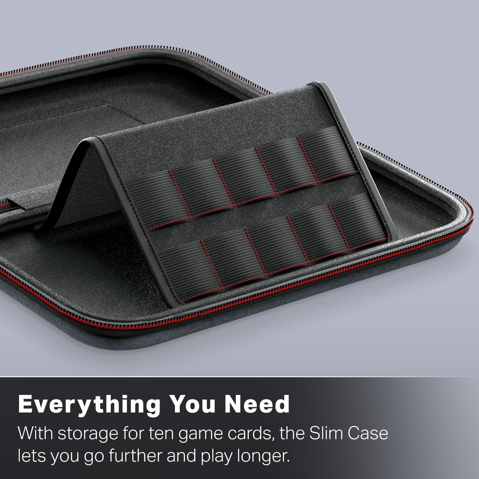 PowerA Slim Case for Nintendo Switch 2 - Grey, Officially Licensed, Holds 10 Games, Padded Screen Protector, Built-in Stand 3