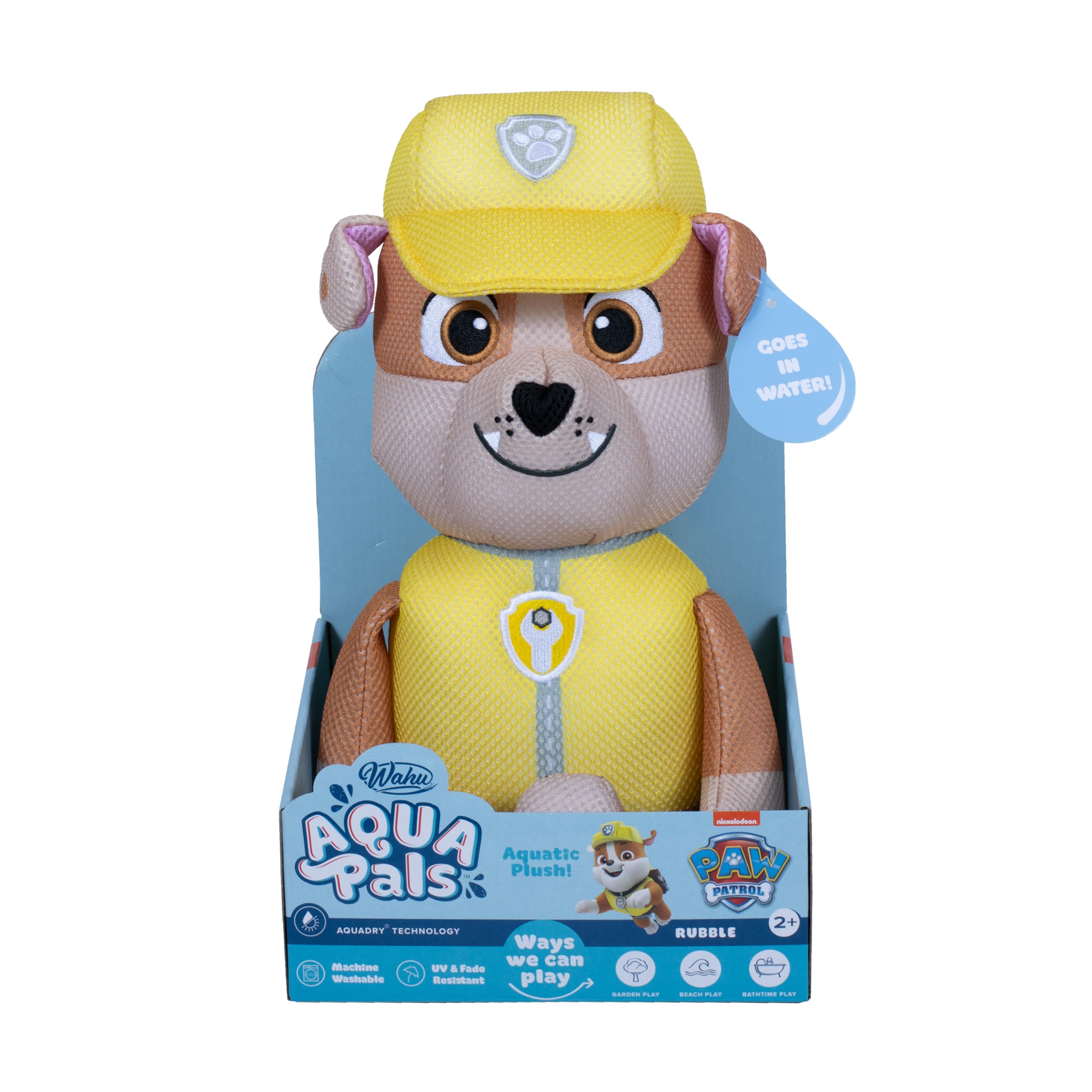 Wahu Aqua Pals: Paw Patrol - Rubble | Waterproof Plush Toy for Bath, Pool & Beach | 2+ Years 1