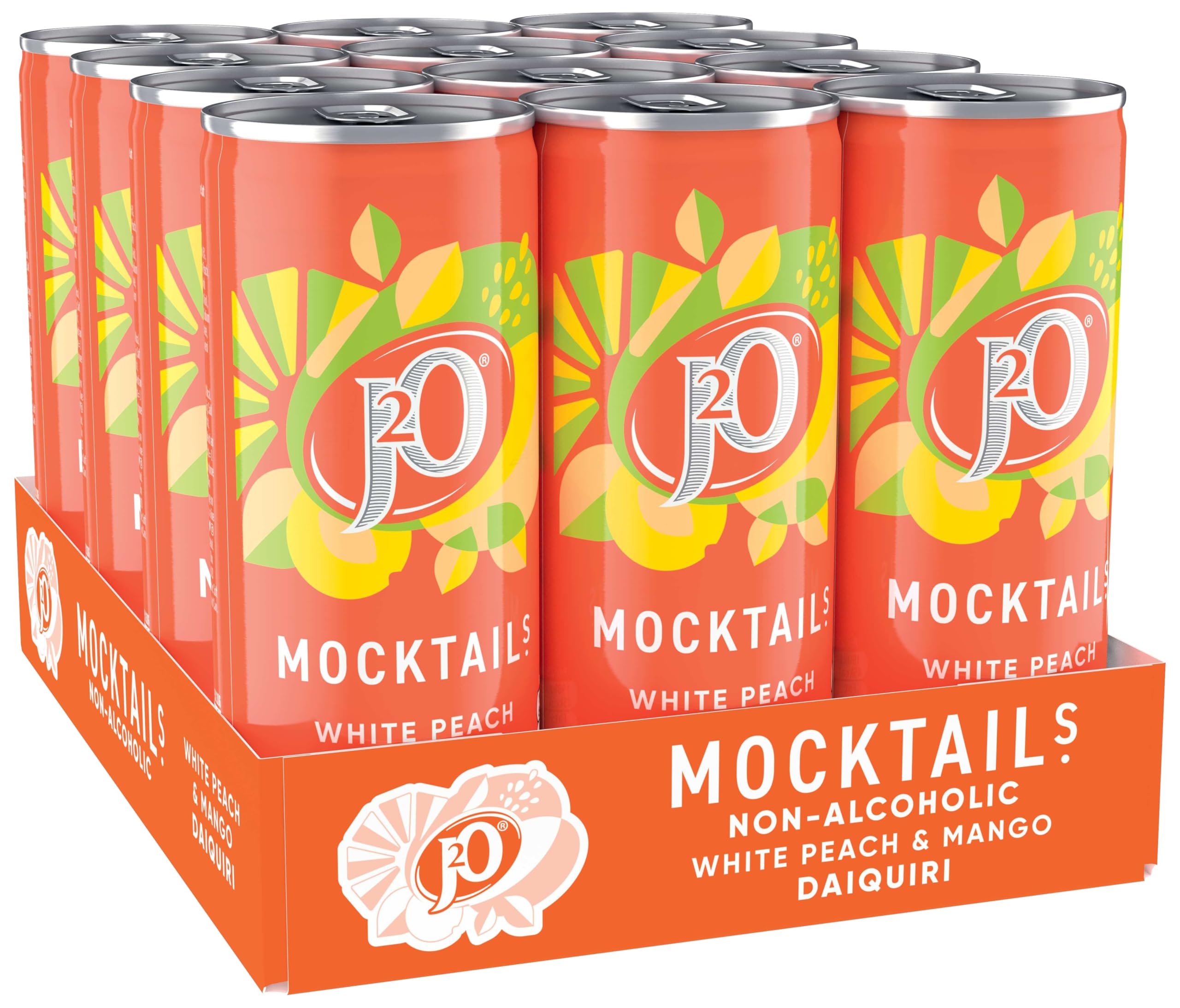 J2O Mocktail Peach and Mango Daiquiri, 250ml Can (Pack of 12)