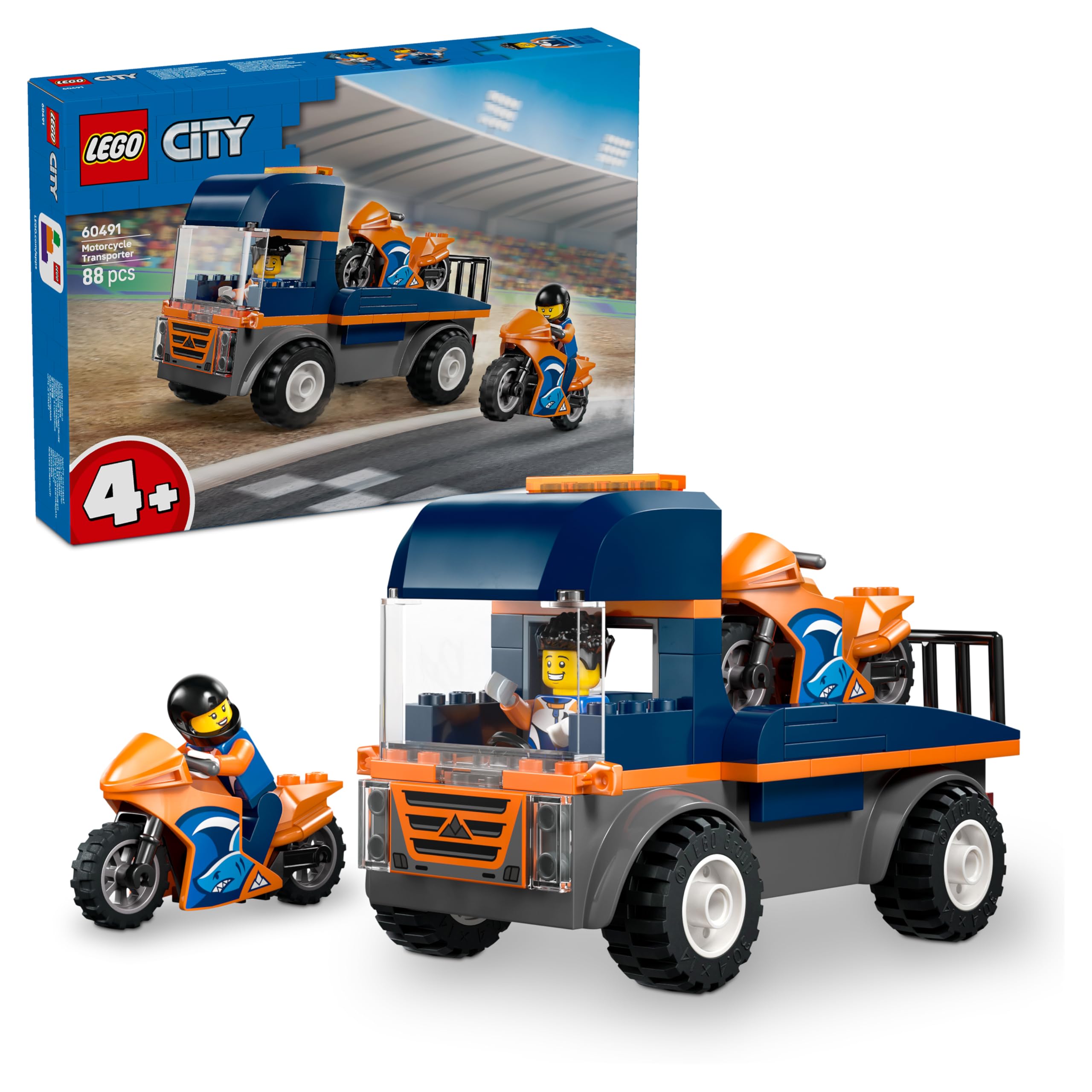 LEGO City Motorcycle Transporter Building Set 60491 for Ages 4+ | Includes Truck, 2 Motorcycles & 2 Minifigures 1