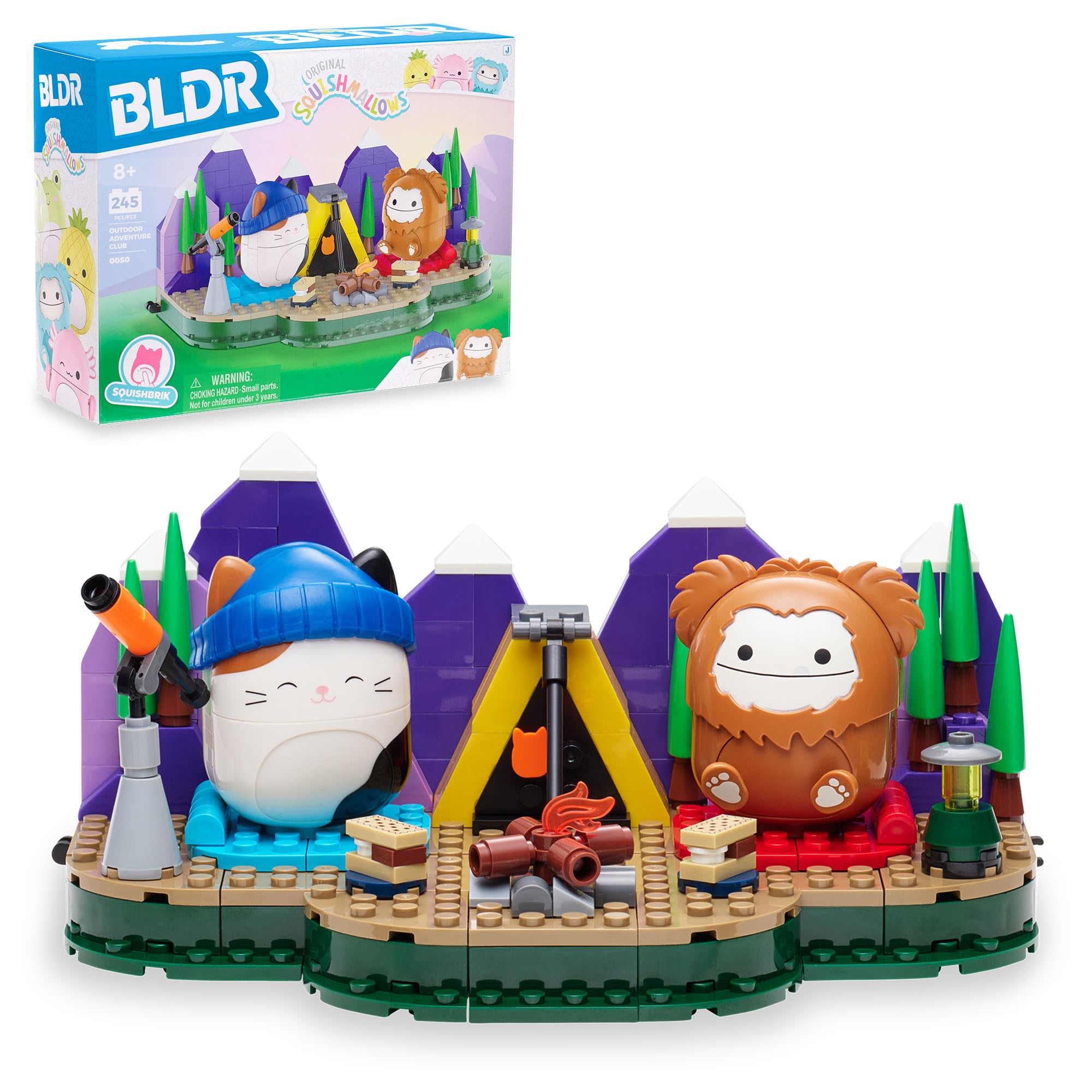 BLDR Squishmallows 246-Piece Camping Adventure Building Set - Cam & Benny Playset for Kids 3+ 1