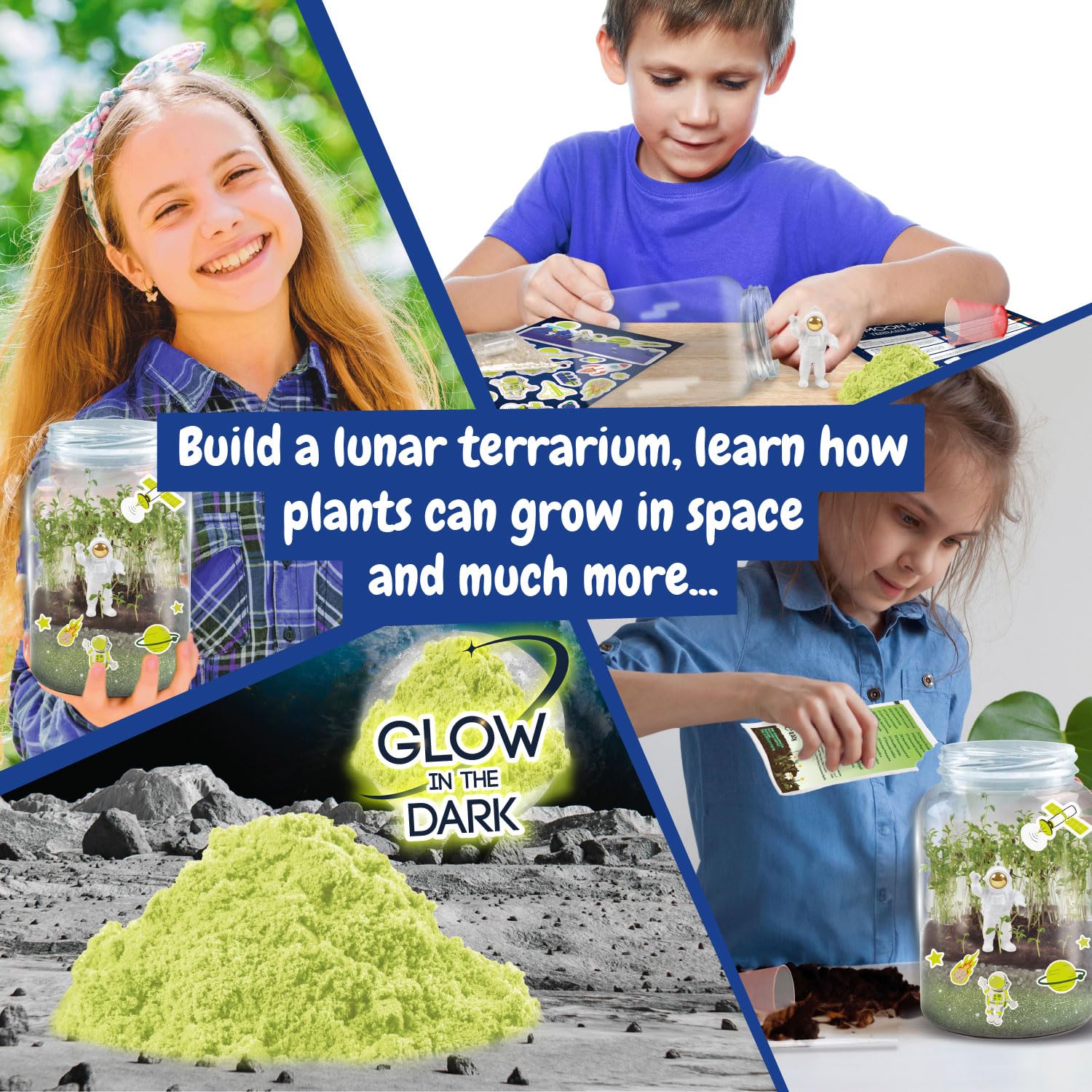 Science4you Moon Station NASA Terrarium Kit - Make Your Own Ecosystem with Glow in the Dark Stickers for Kids 6+ 6