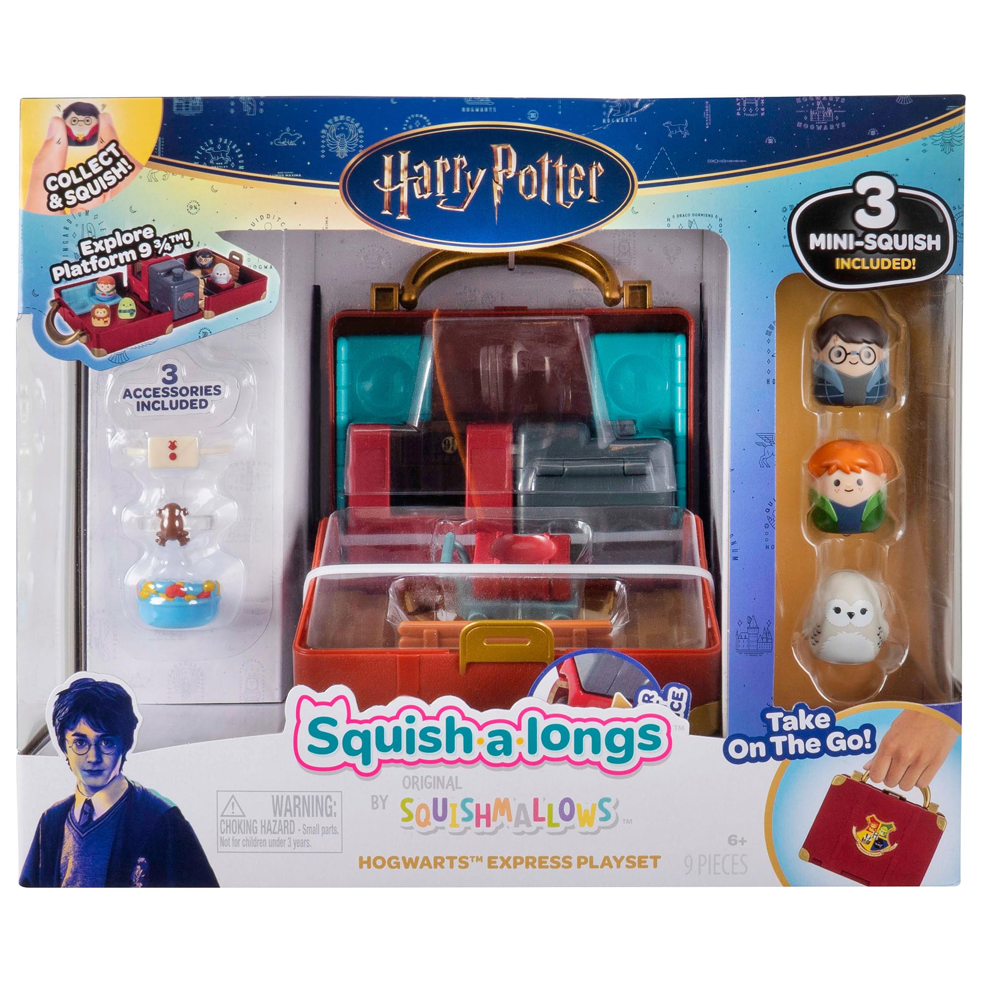 Squish-a-longs Harry Potter Hogwarts Express Playset - 3 Mini-Squish, 3 Accessories, Hogwarts Trunk 3
