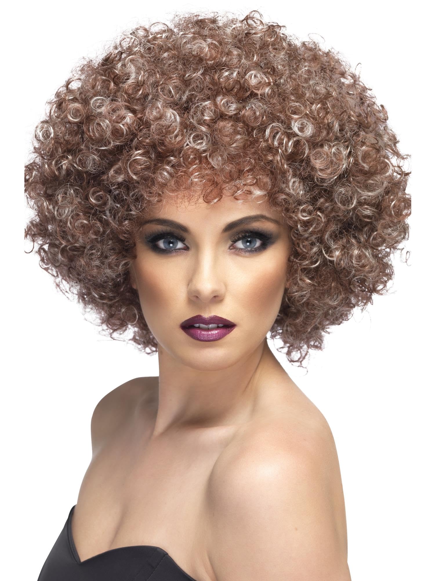 Smiffys Adult Afro Wig - Blonde & Brown | Kanekalon Material | US One Size
