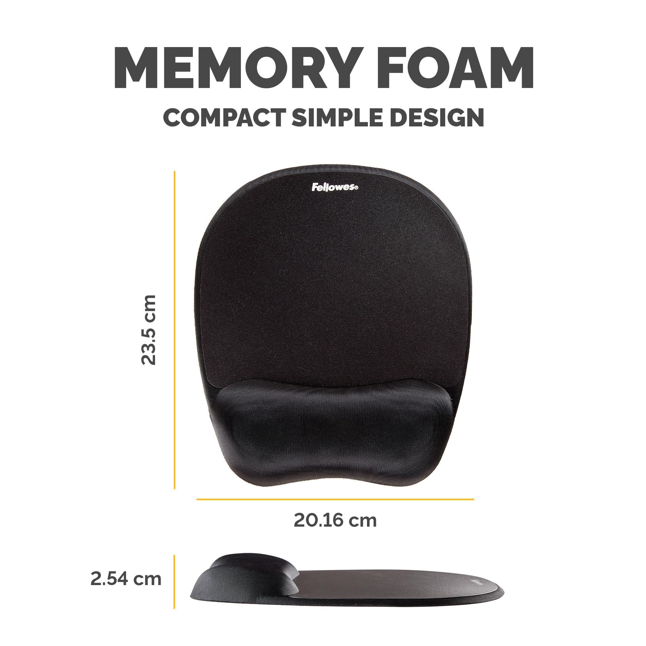 Fellowes Everyday Mousepad with Wrist Support - Ergonomic Memory Foam | Black | 23.5 x 20.2cm 3