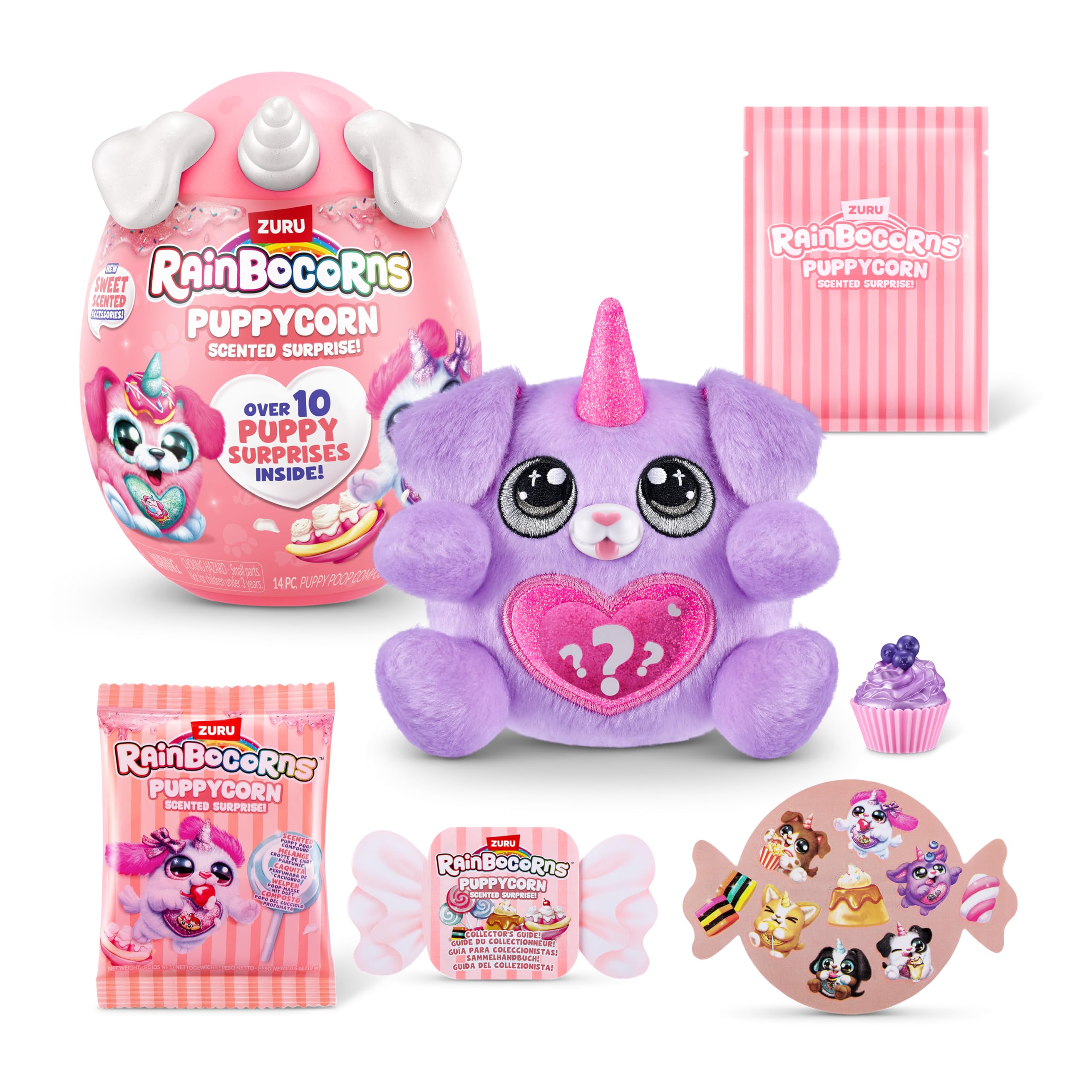 Rainbocorns ZURU Puppycorn Scent Surprise - Hound Dog Plush with Scented Accessories & Stickers