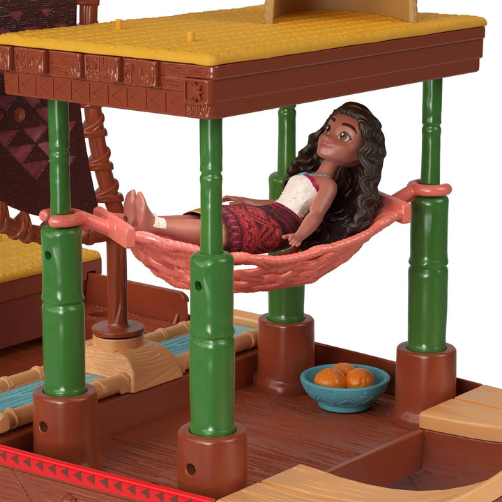 Mattel Disney Moana 2 Adventure Canoe Playset - Floating Playset with Posable Doll & 6 Transforming Areas for Ages 3+