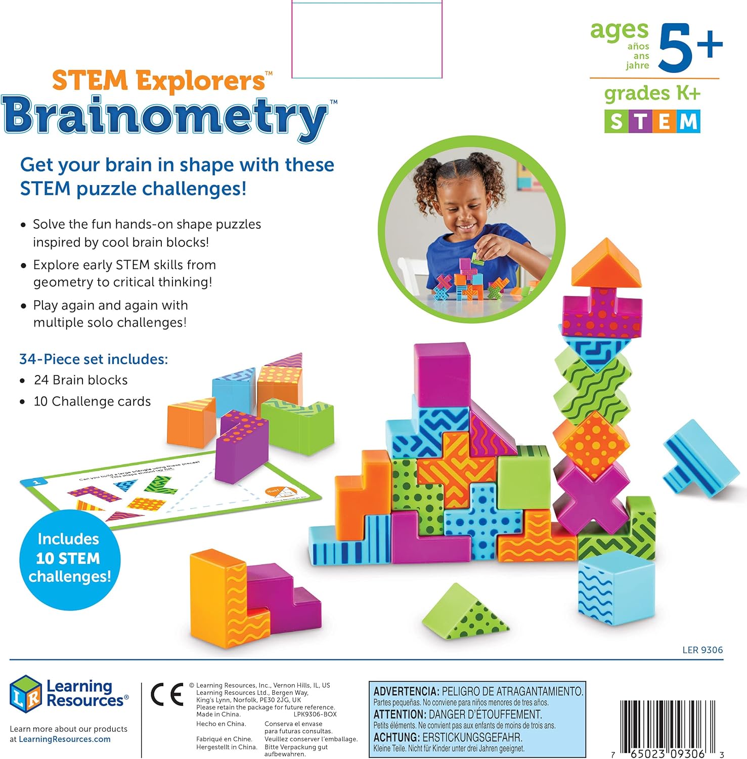 Learning Resources STEM Explorers Brainometry - 2D & 3D Shape Puzzle Challenges for Ages 5+ 3