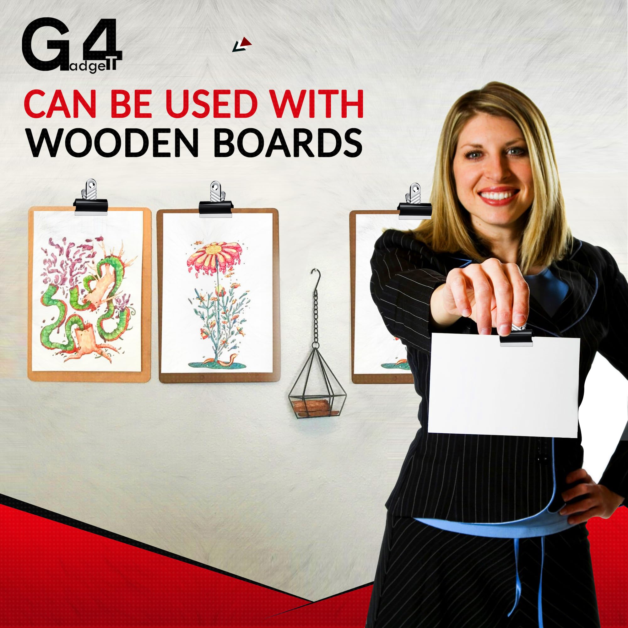 G4GADGET Jumbo Black Bulldog Clips - 70mm Heavy-Duty Metal Binder Clips | Pack of 5 | Rust-Resistant 6