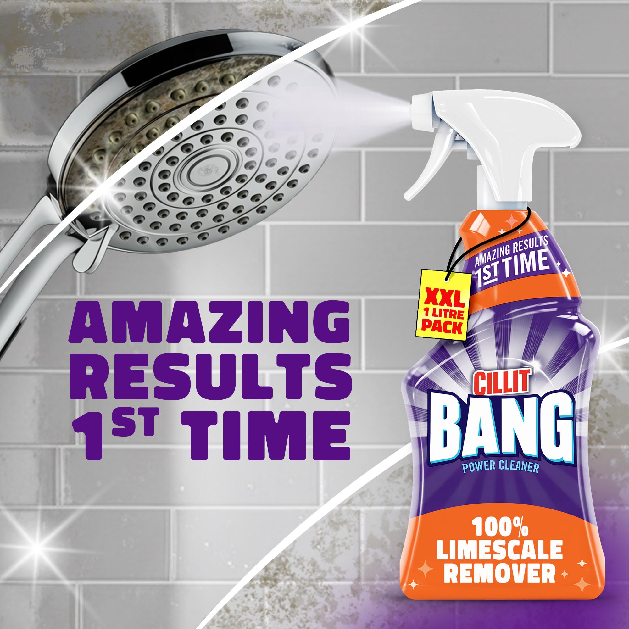 Cillit Bang Limescale Remover Spray - 1000ml | Kills 99.9% of Viruses | Streak-Free Shine