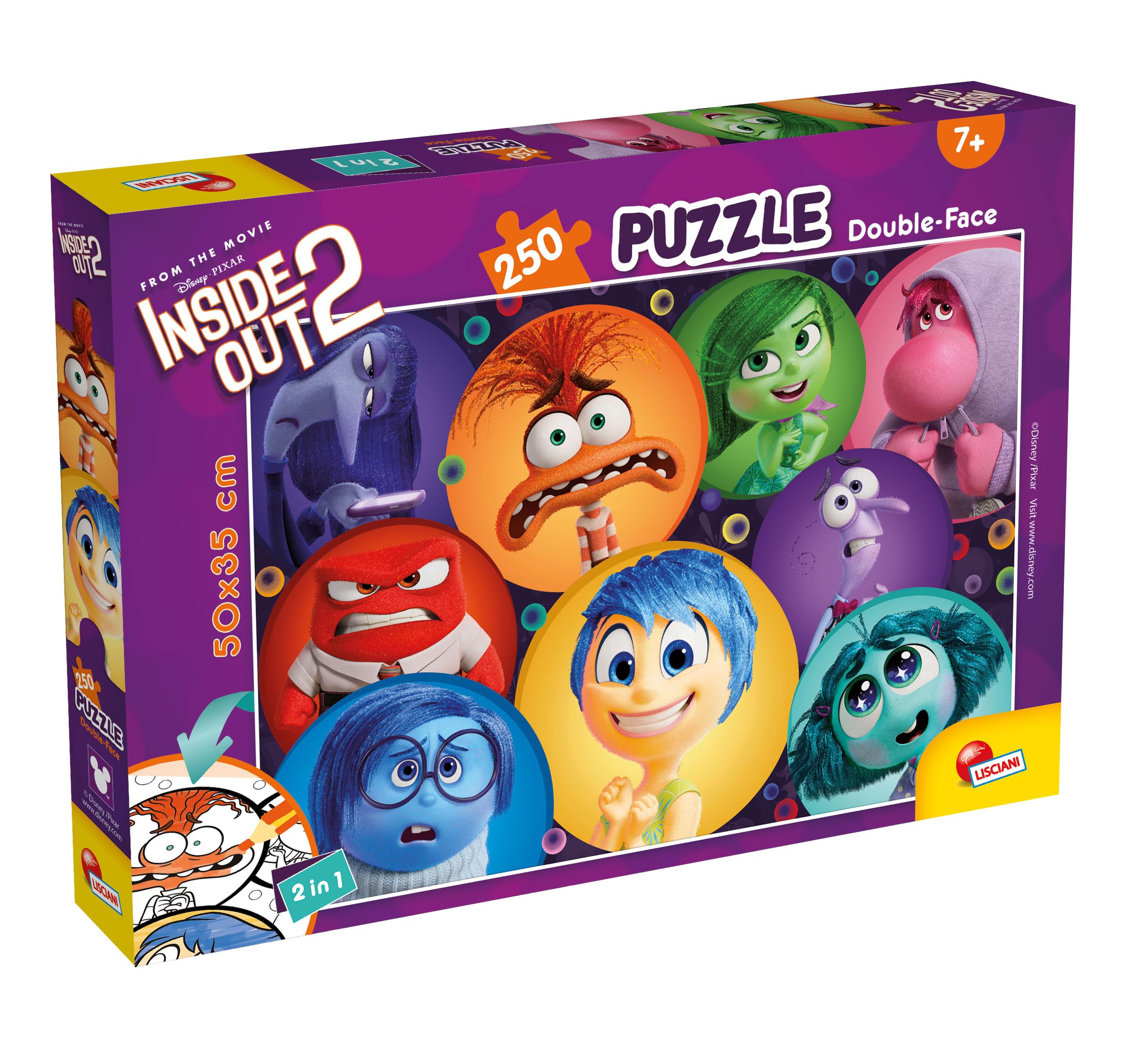 Liscianigiochi Disney Inside Out 2 Floor Puzzle - 250 Pieces | Double-Sided & Colorable Back | Ages 7+ 1
