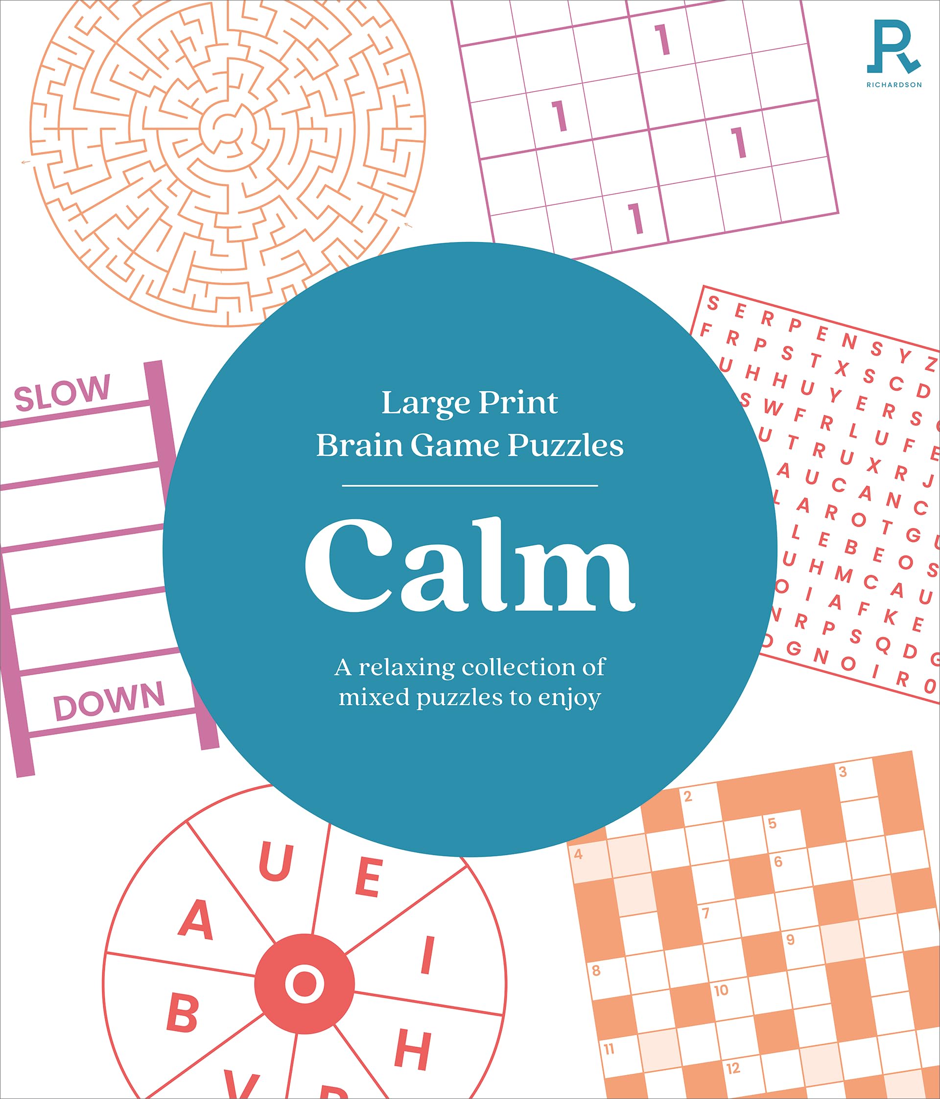 RICHARDSON Large Print Brain Game Puzzles - Over 90 Relaxing Mixed Puzzles