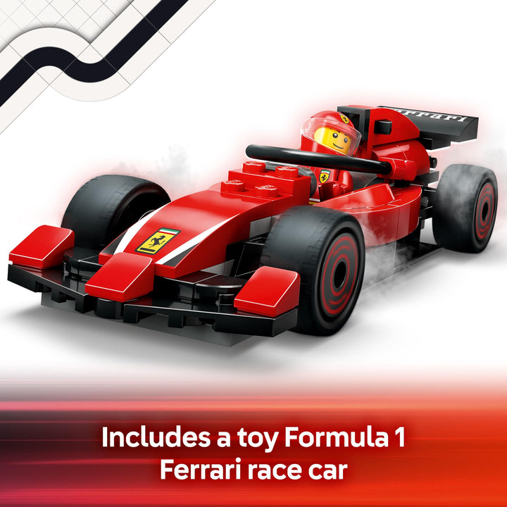 LEGO City F1 Pit Stop & Pit Crew with Ferrari Car Toy - 322-Piece Building Set for Ages 6+