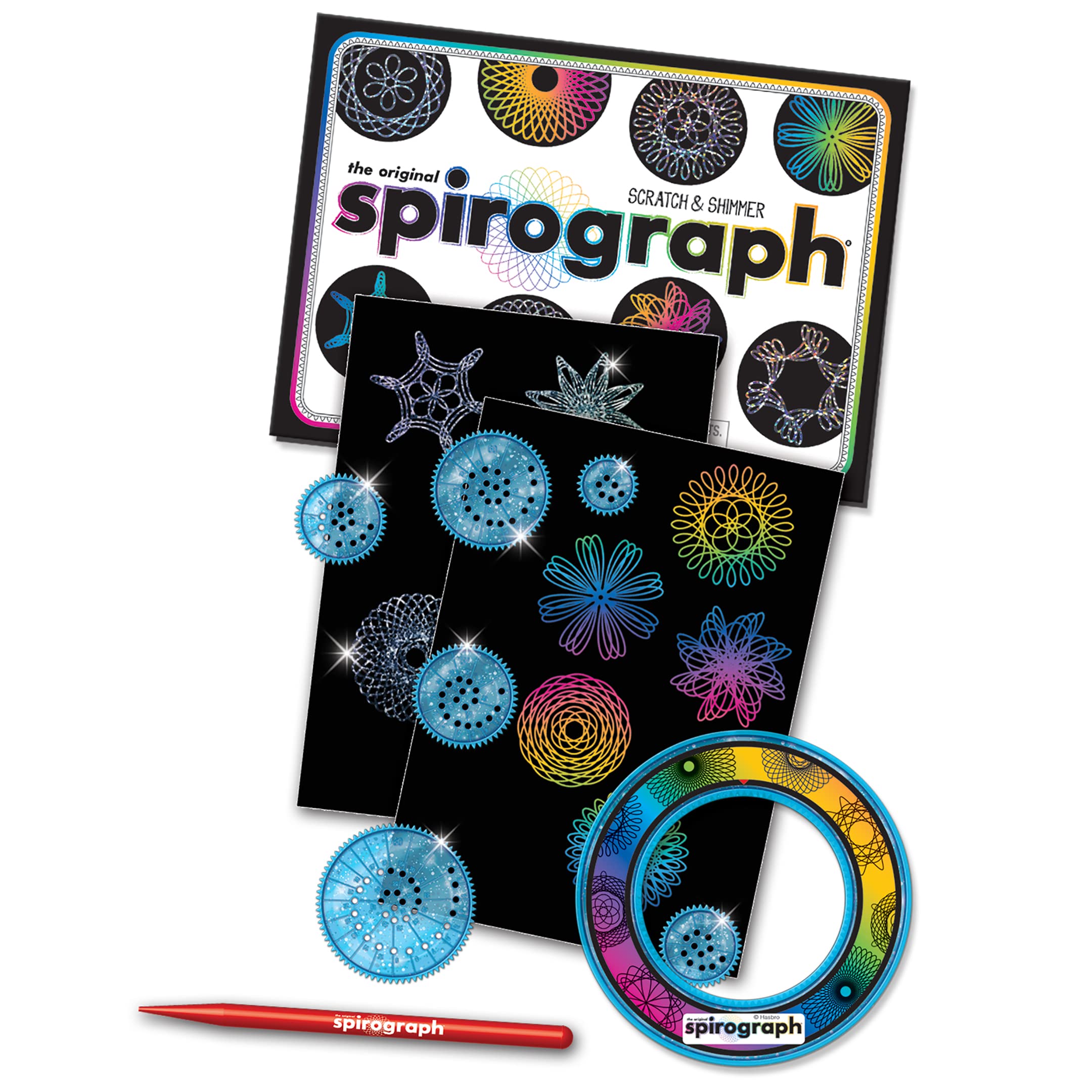 Spirograph Scratch & Shimmer - Glitter Precision Wheels & Rainbow Scratch Art Set 10