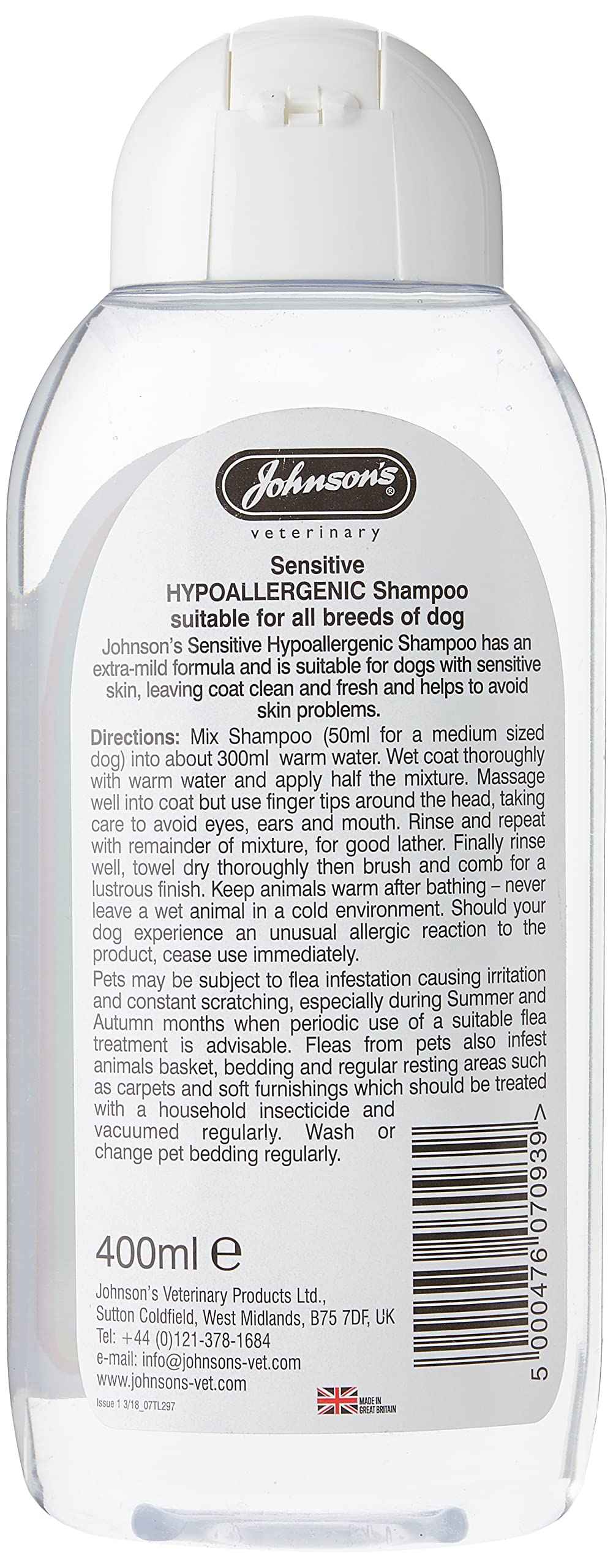 Johnson's Hypoallergenic Dog Shampoo - Extra Mild Formula for Sensitive Skin | 400 ml