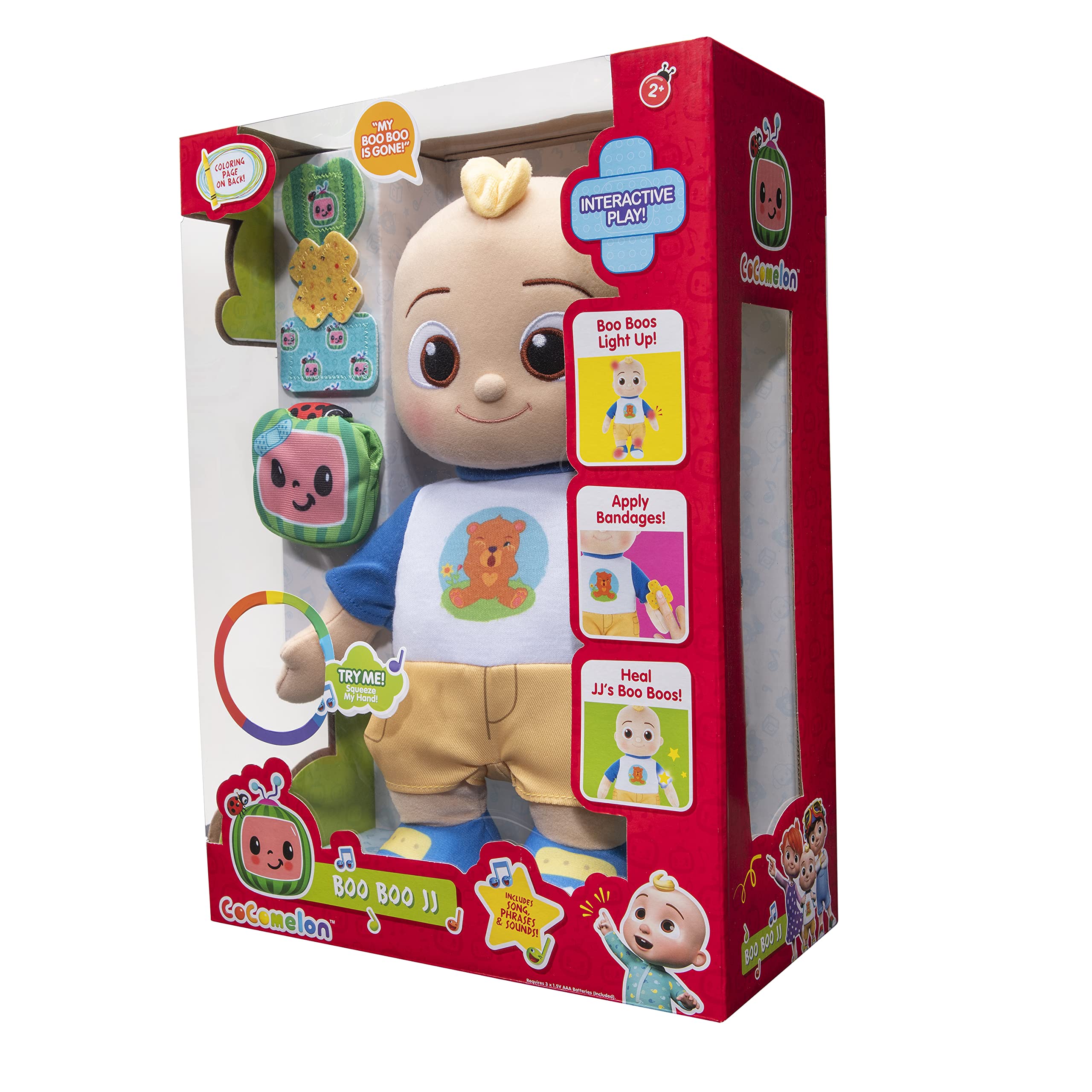 CoComelon Boo Boo JJ Plush - Light-Up Interactive Healing Toy with Bandages and Songs 1