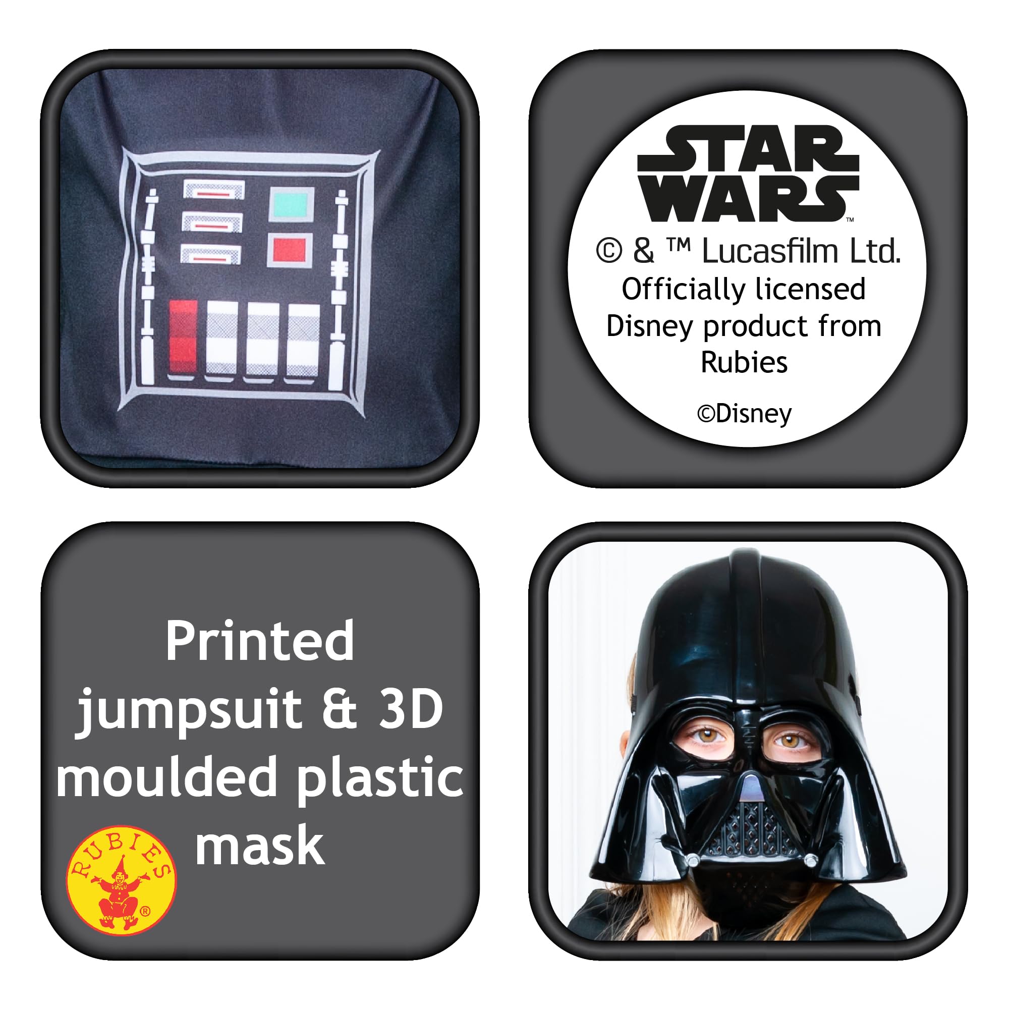 Rubies Official Disney Star Wars Darth Vader Classic Child Costume | Sizes S-XL