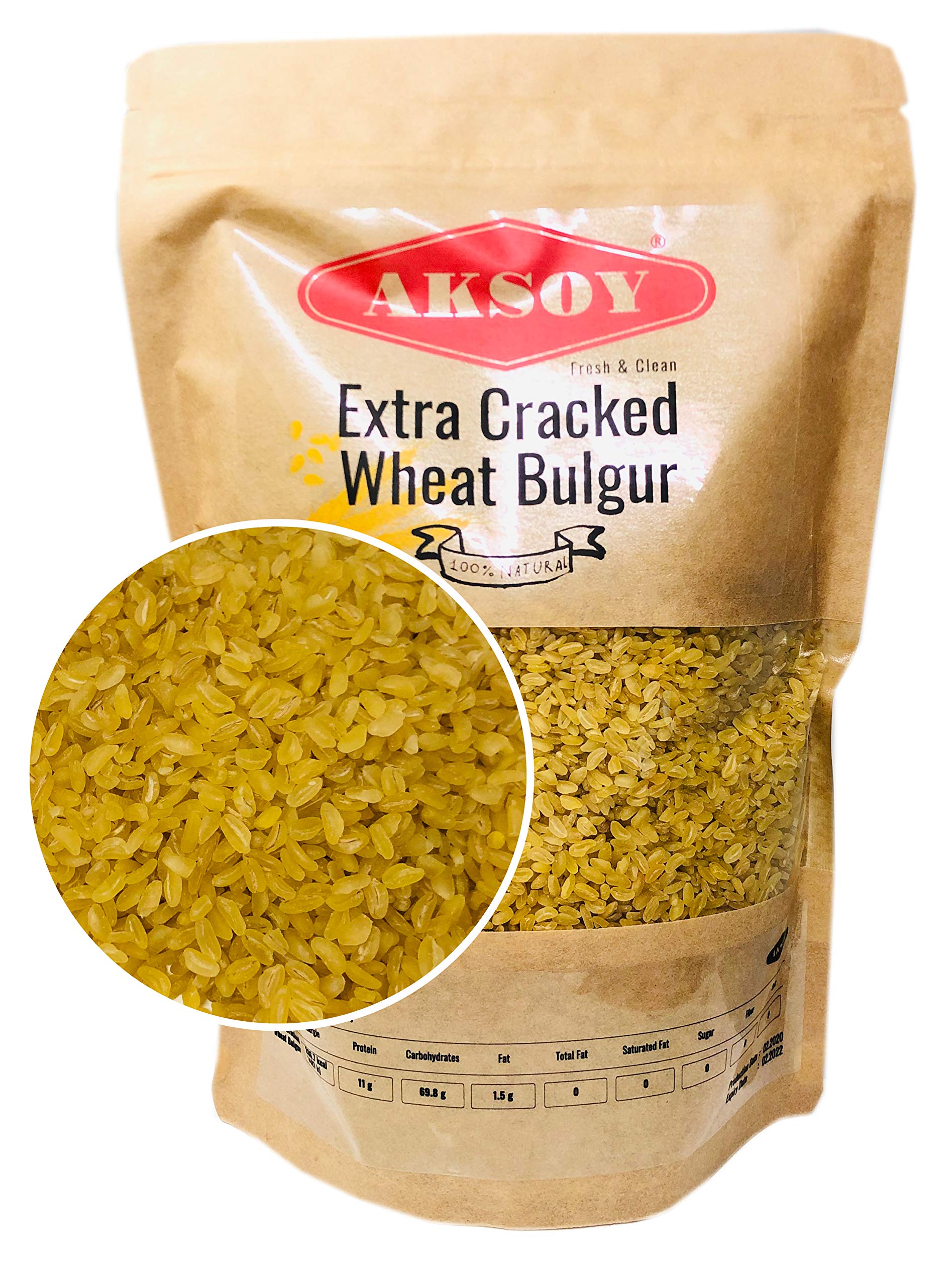 AKSOY Extra Coarse Wheat Bulgur - 1.25KG | Resealable Pouch | Vegan Friendly