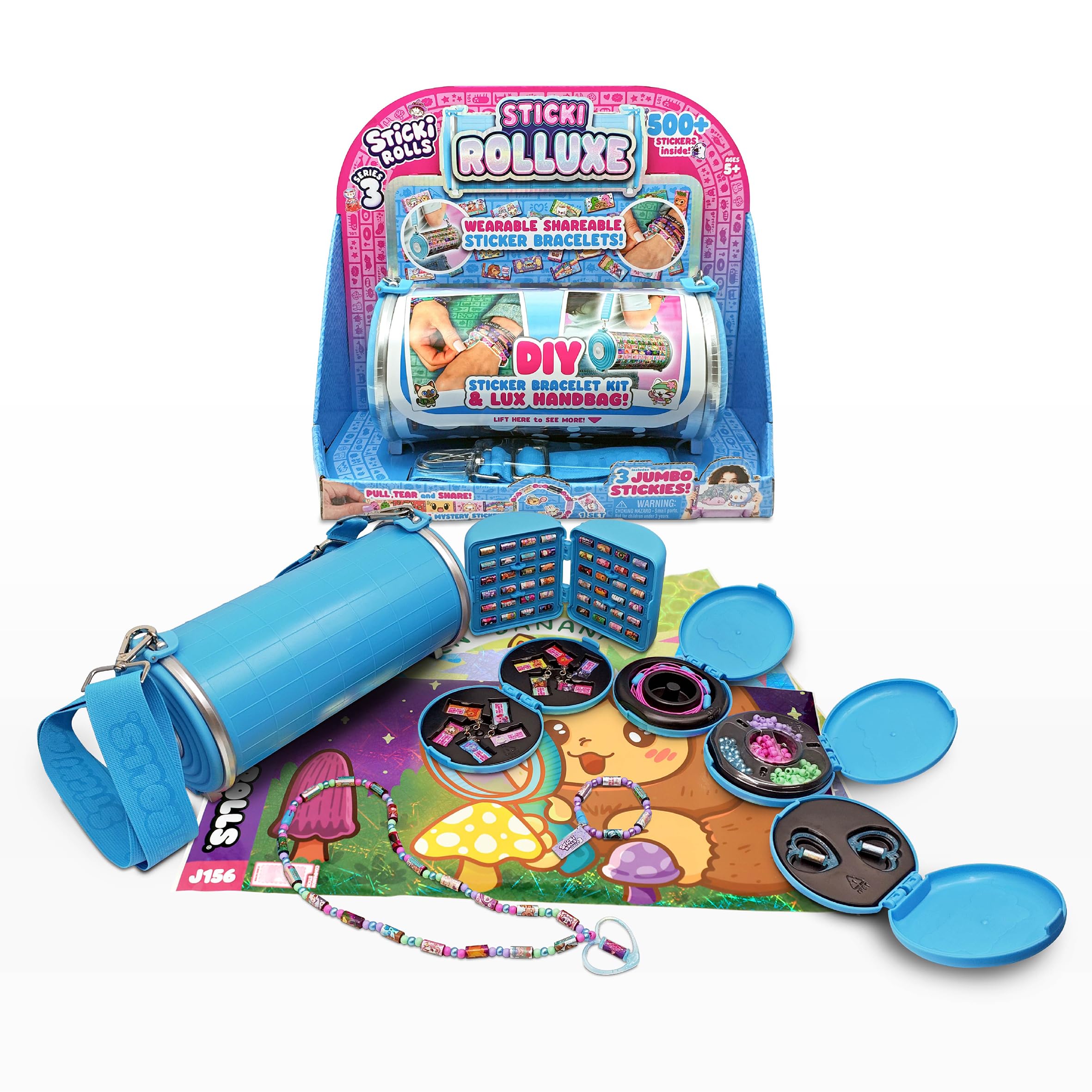 STICKI ROLLS Sticki Rolluxe S3 - Handbag Carry Case & Jewellery Craft Kit | Ages 5+
