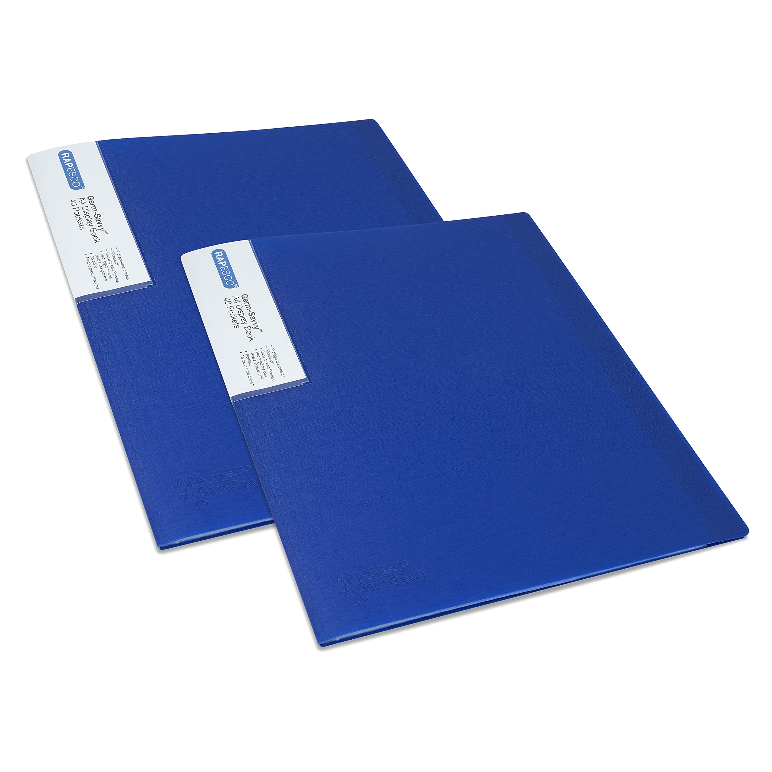 RAPESCO 1675 Presentation Folder - 40 Pockets, A4 Size, Blue | Antibacterial Protection | 100% Recycled PP