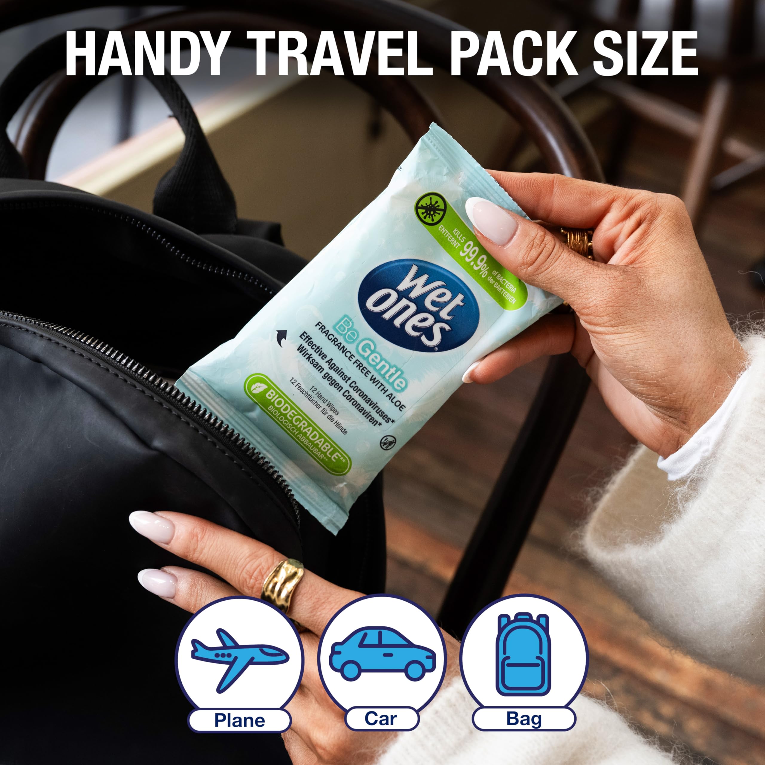 Wet Ones Antibacterial Pocket Size Hand Wipes - Plastic Free, Fragrance Free | 12 Count Pack 5