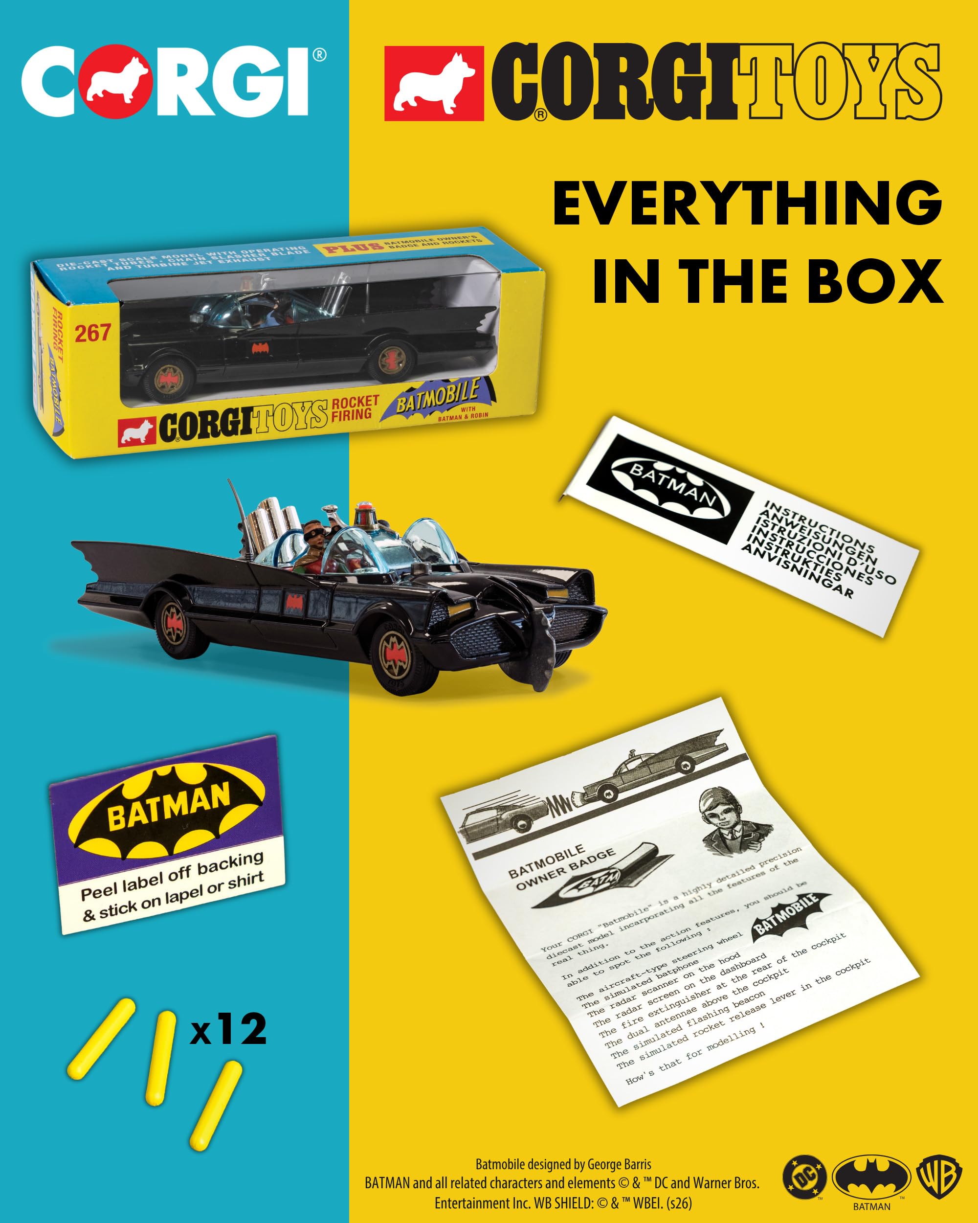 Corgi RT26701 Diecast Model Batmobile with Batman and Robin | Metal Construction | Black 4