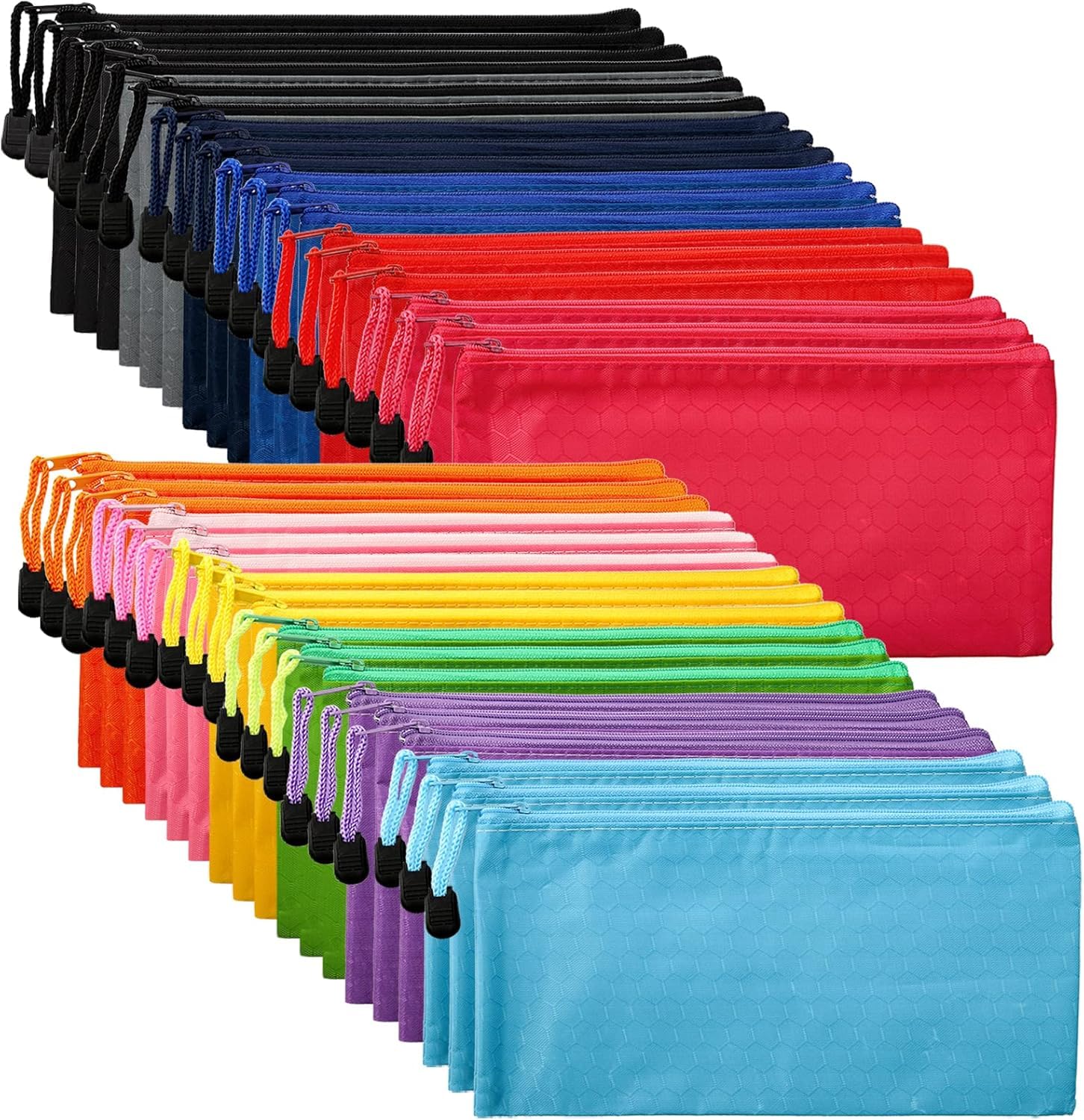 SOUJOY 36PCS Zipper Pencil Pouches - PVC Multicolor Zip File Bags | 22.8x12cm | Waterproof