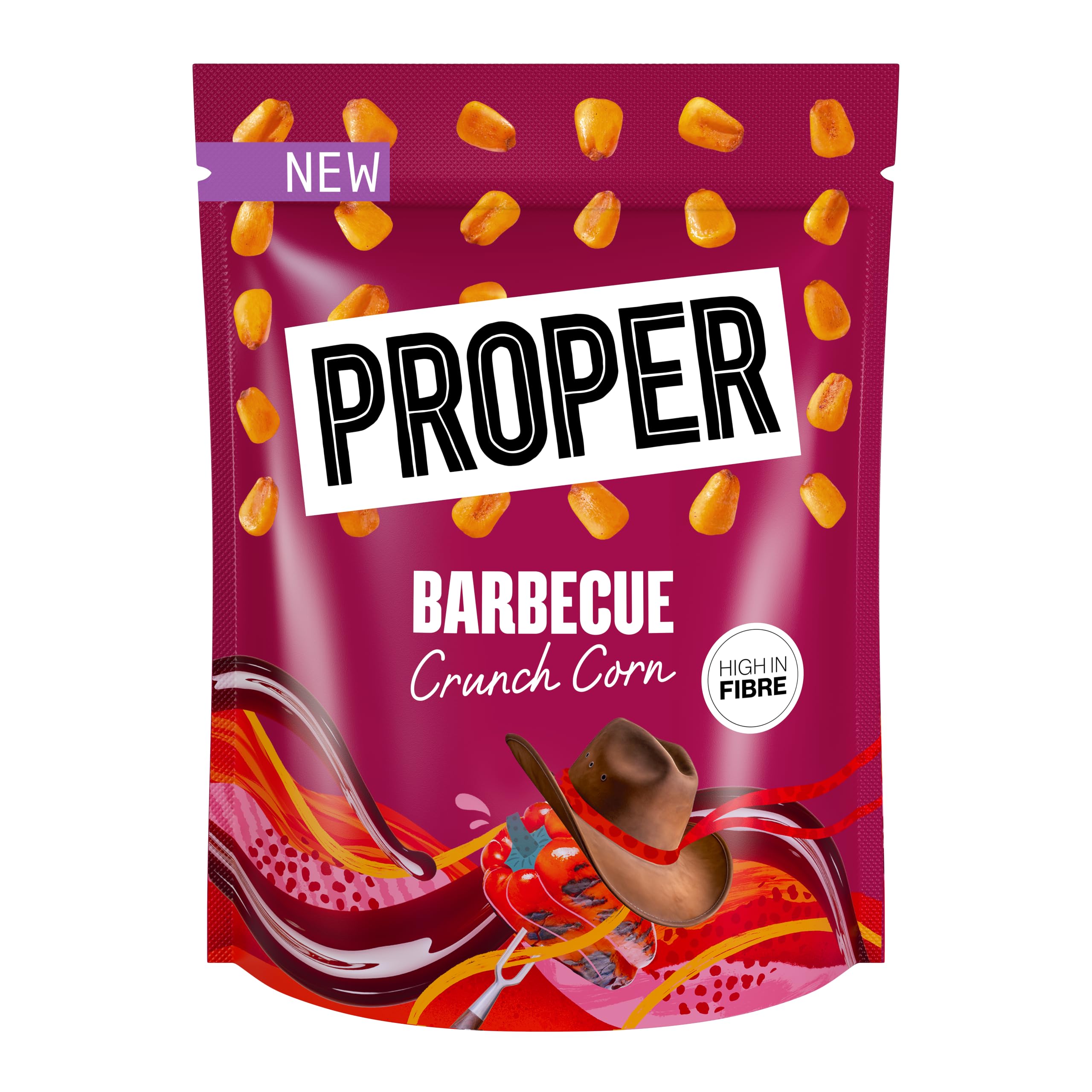 PROPER Crunch Corn Barbecue Sharing Snack Bag - 125g | Plant-Based | Gluten-Free
