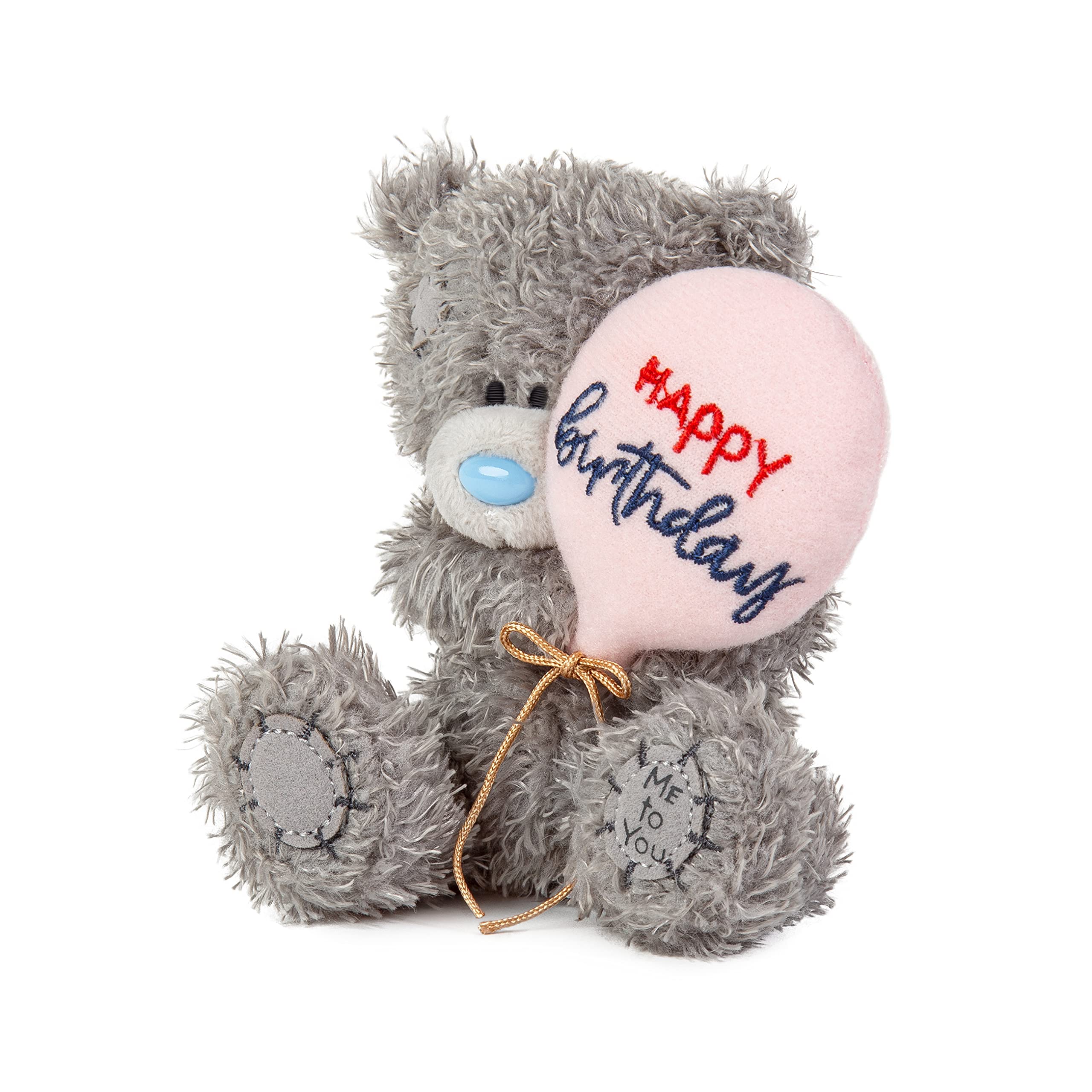 Me To You Bear Tatty Teddy - 10cm Birthday Bear Holding Balloon | Grey Nylon Plush