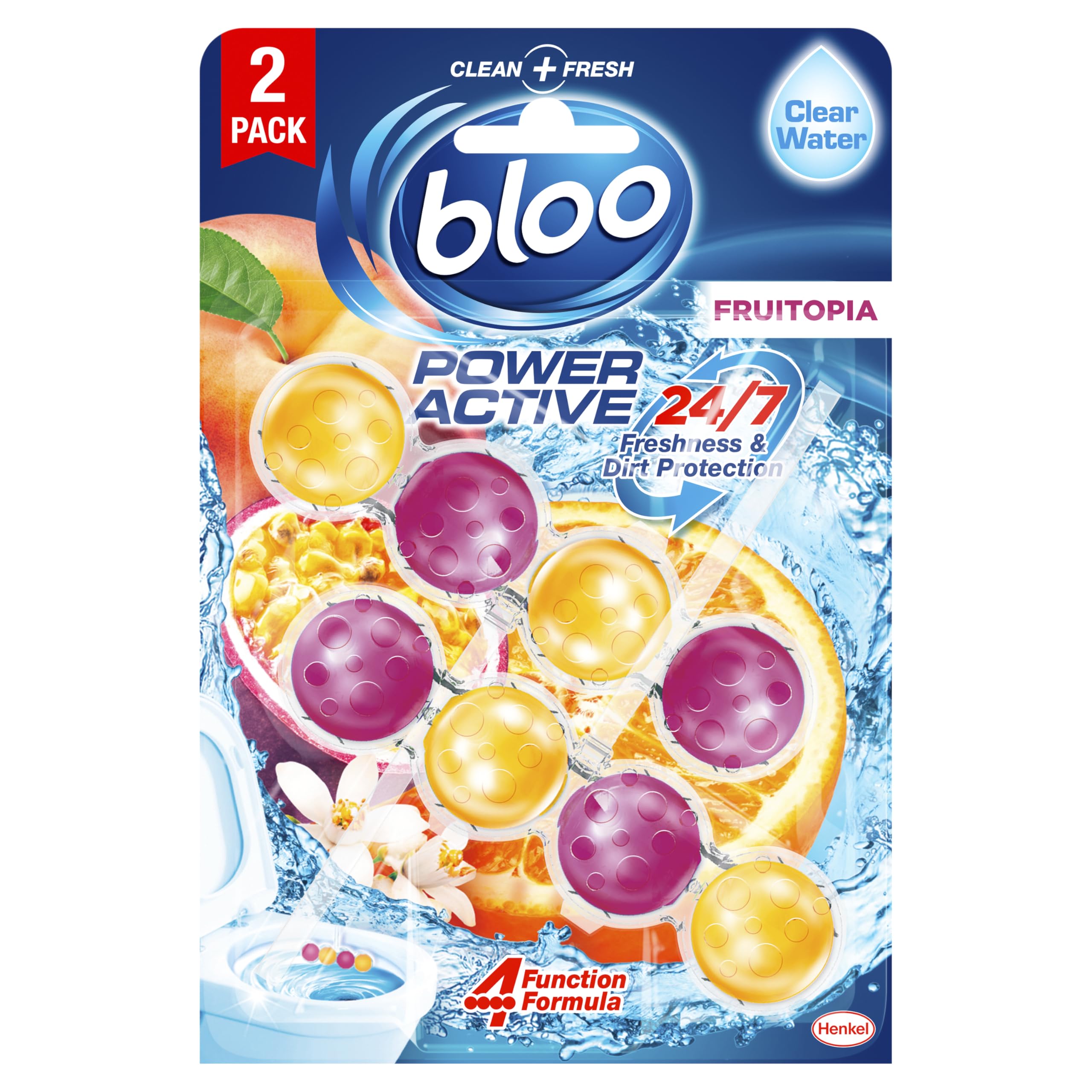 Bloo - Power Active Toilet Rim Block Fruitopia (50g) Orange & Peach Scent