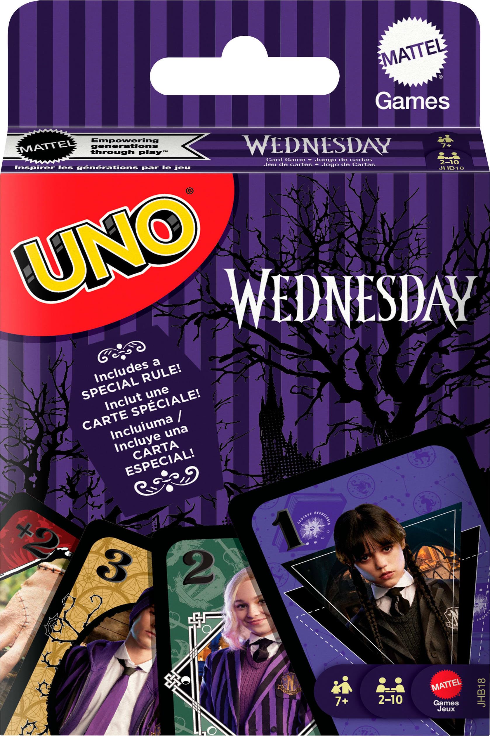 Juegos Mattel UNO Wednesday Card Game - Multicolor, 112 Cards, Ages 7+ 1