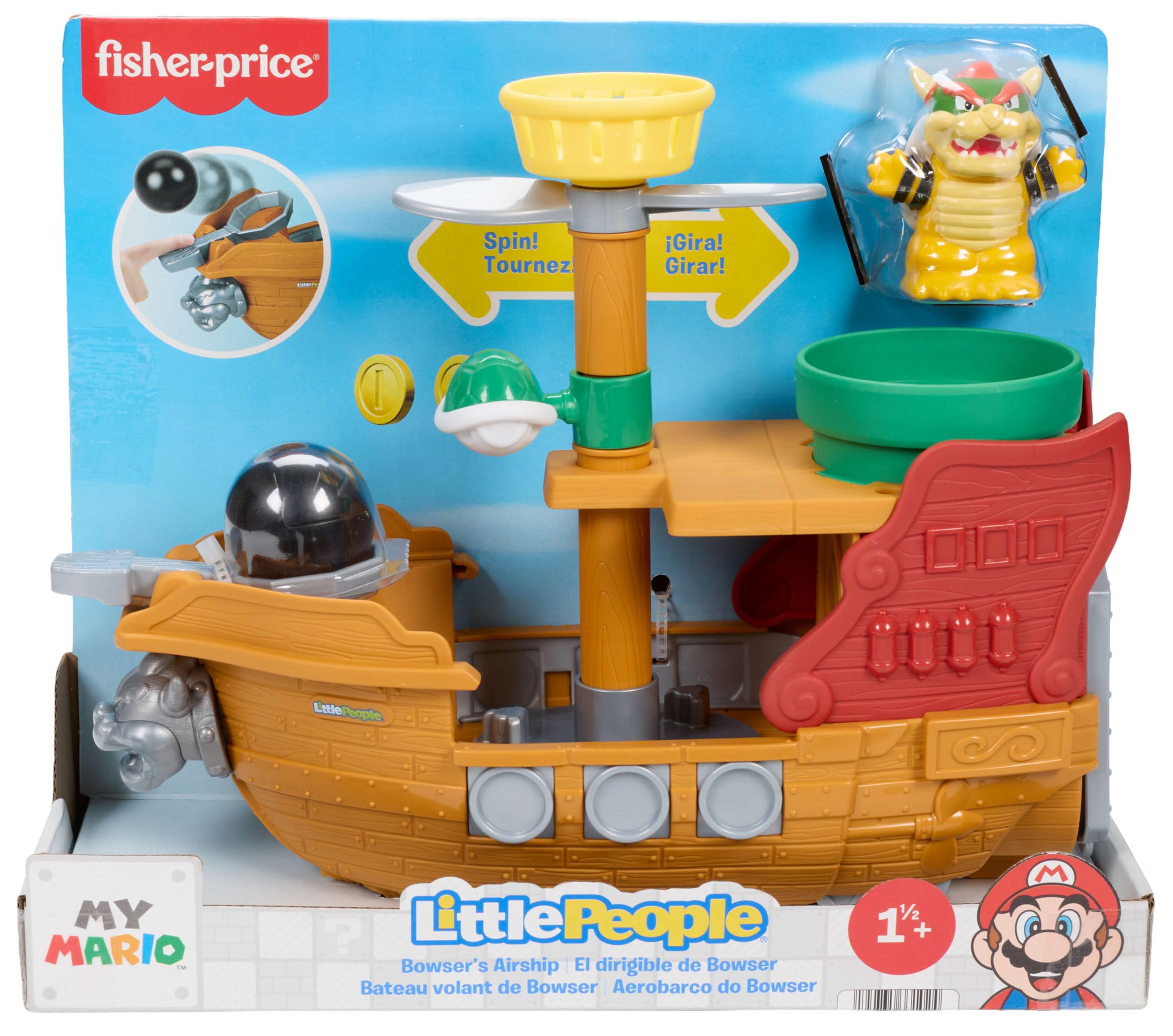 Fisher-Price Little People Toddler Toy My Mario Bowser’s Airship Playset wi 6