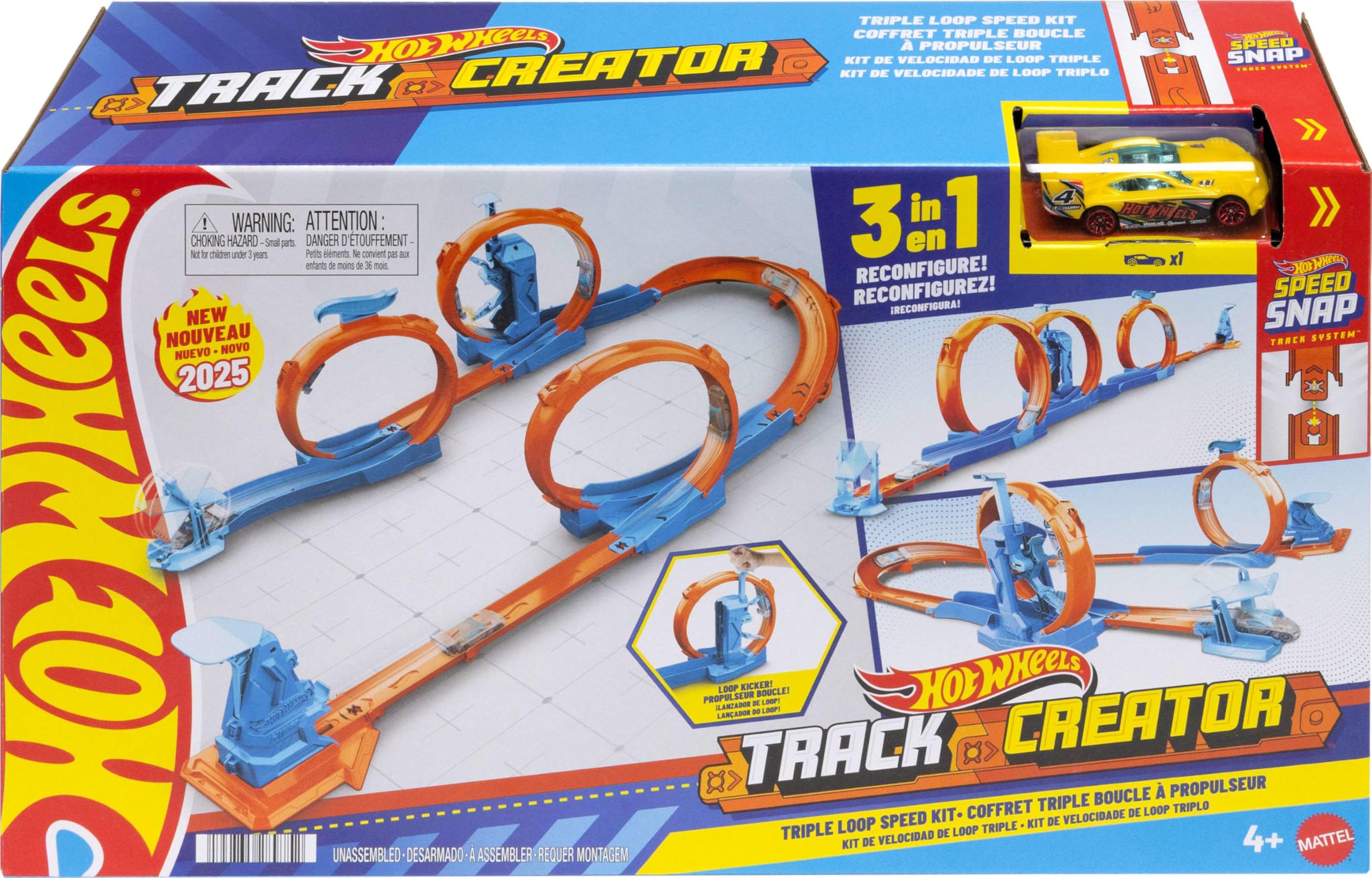 Hot Wheels Track Creator Triple Loop Pack - Stunt Racing Playset for Kids 4-7